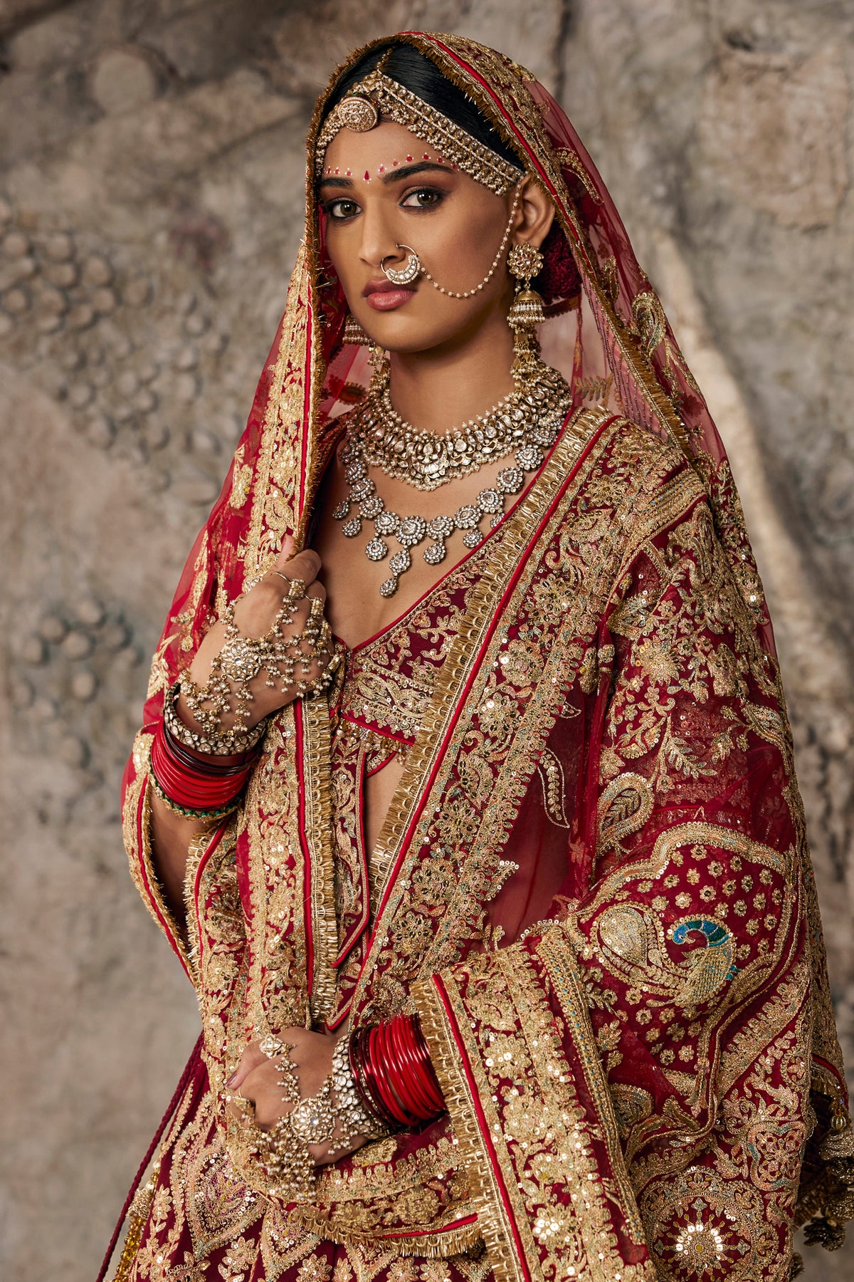 Maroon Embroidered Georgette Lehenga