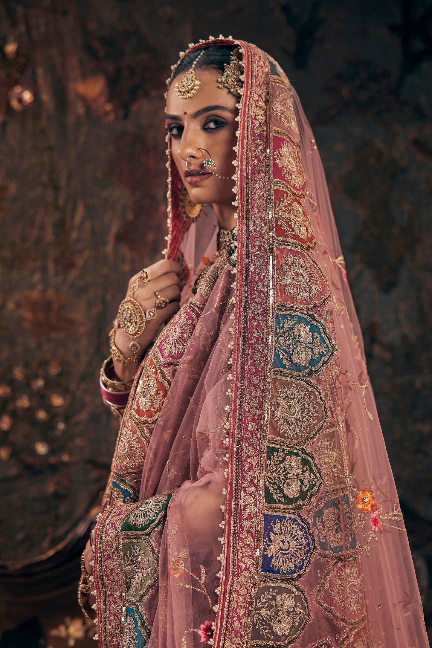 Earthy Pink Tulle Lehenga