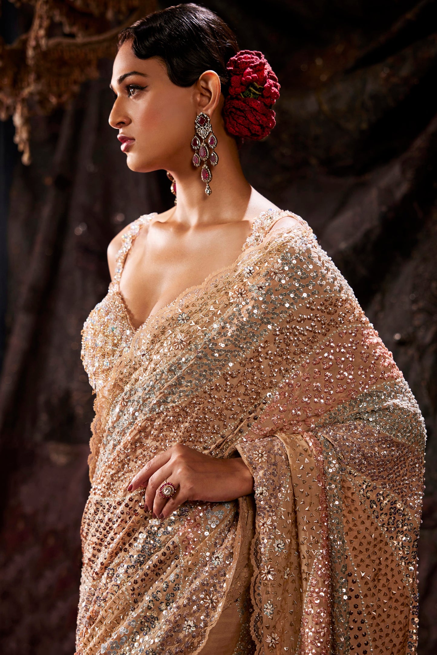 Sequined Art Deco Saree