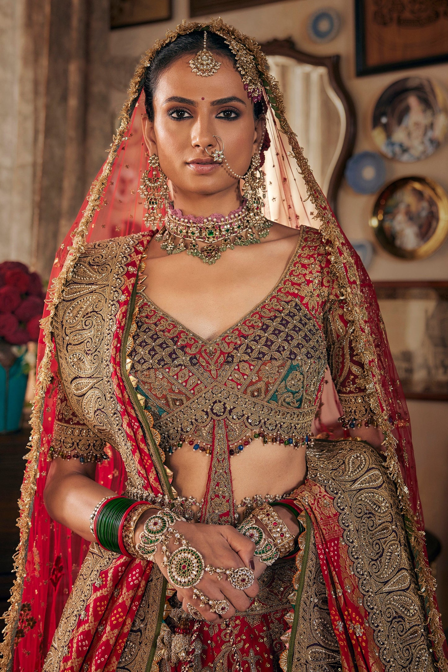 Vivid Red Hued Lehenga