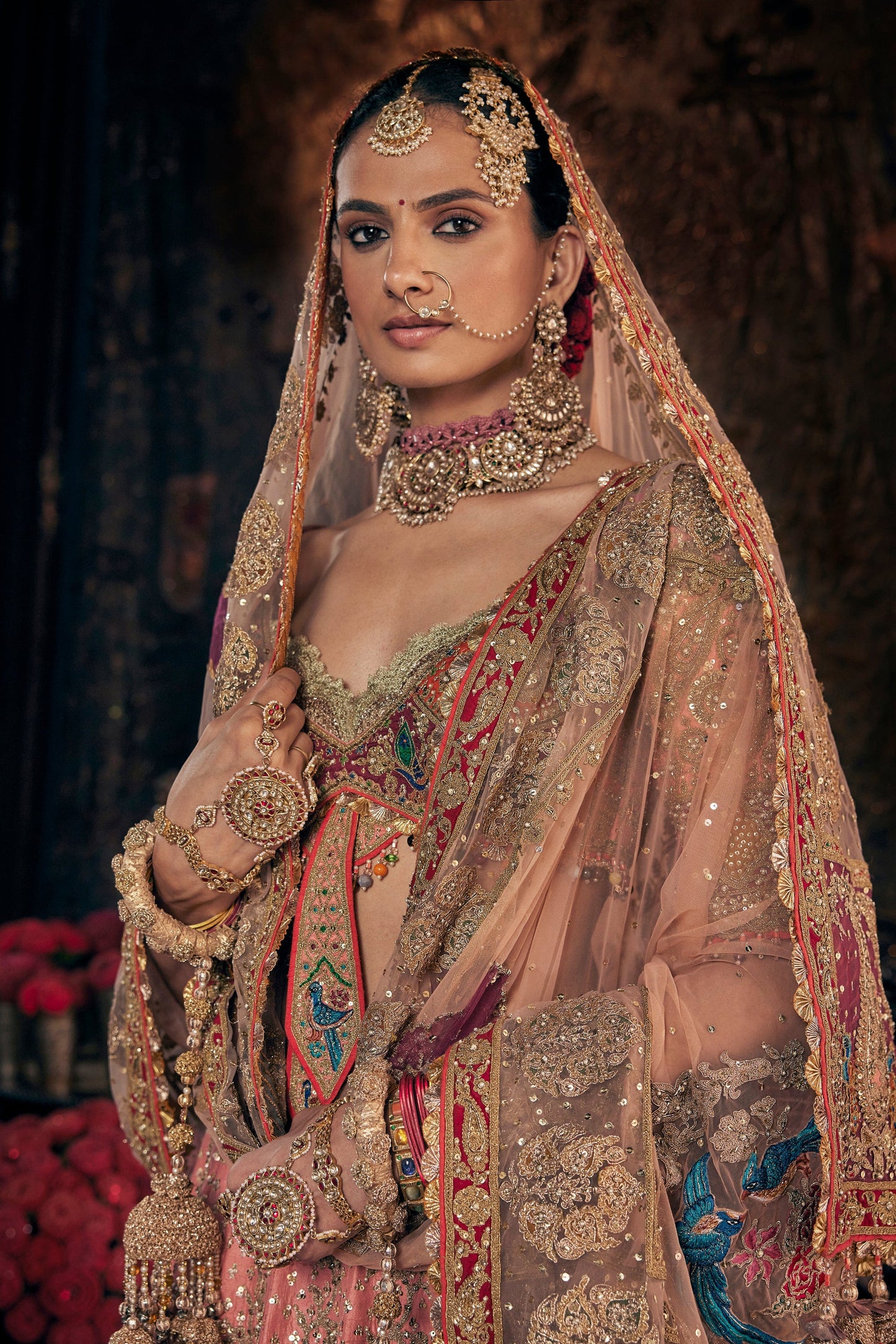 Blush Peach Avian Lehenga