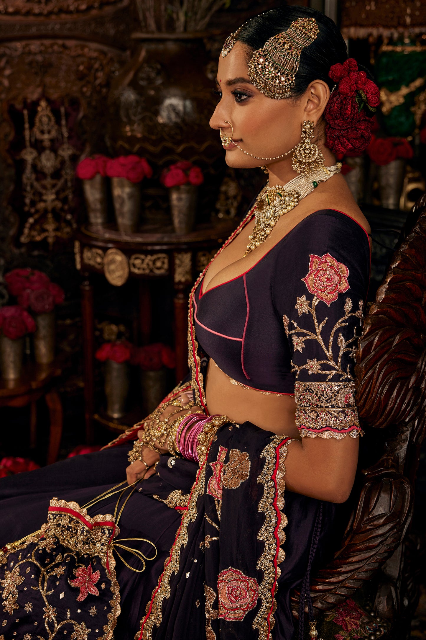 Deep Purple Silk Lehenga