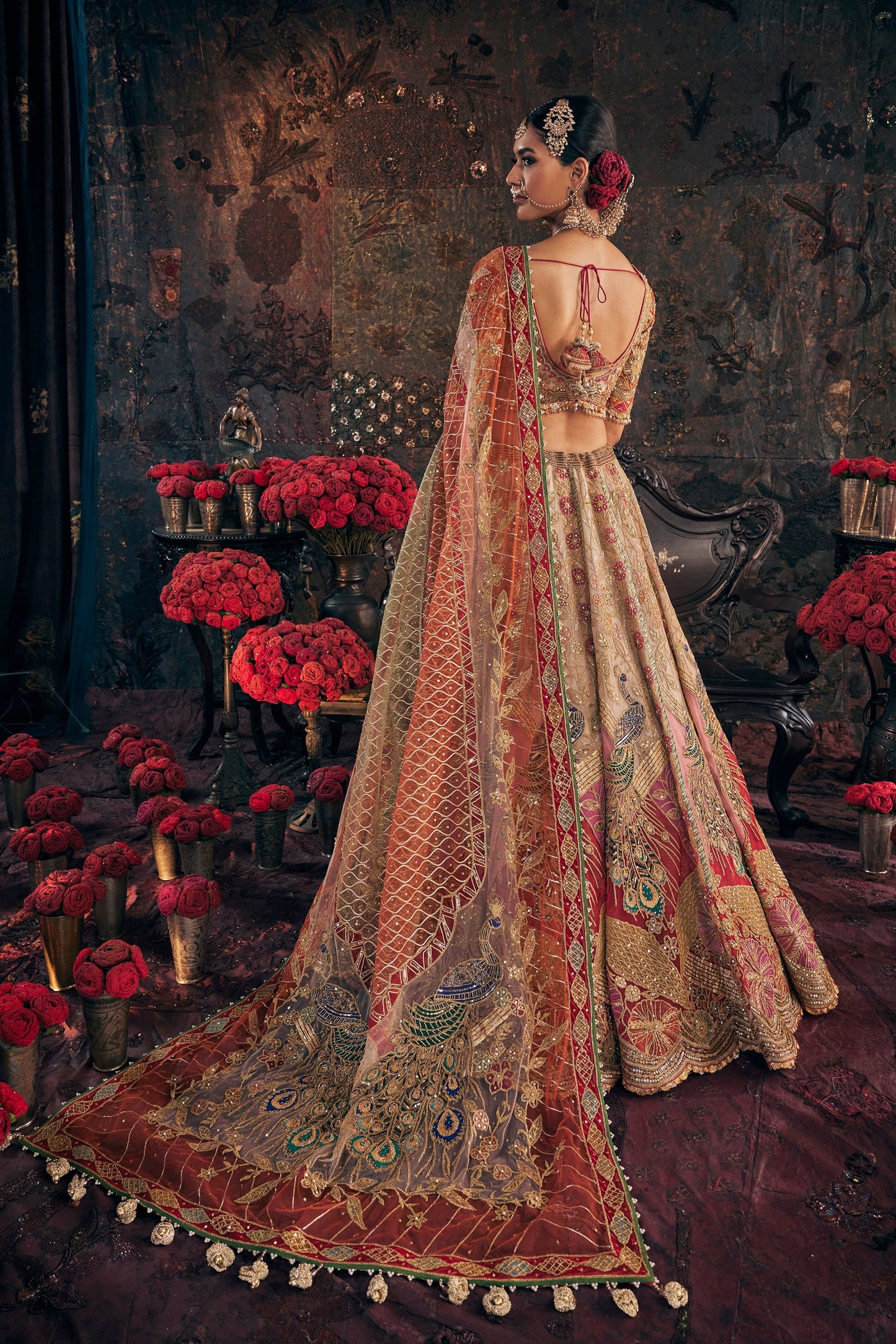 Earthy Ivory Tulle Lehenga
