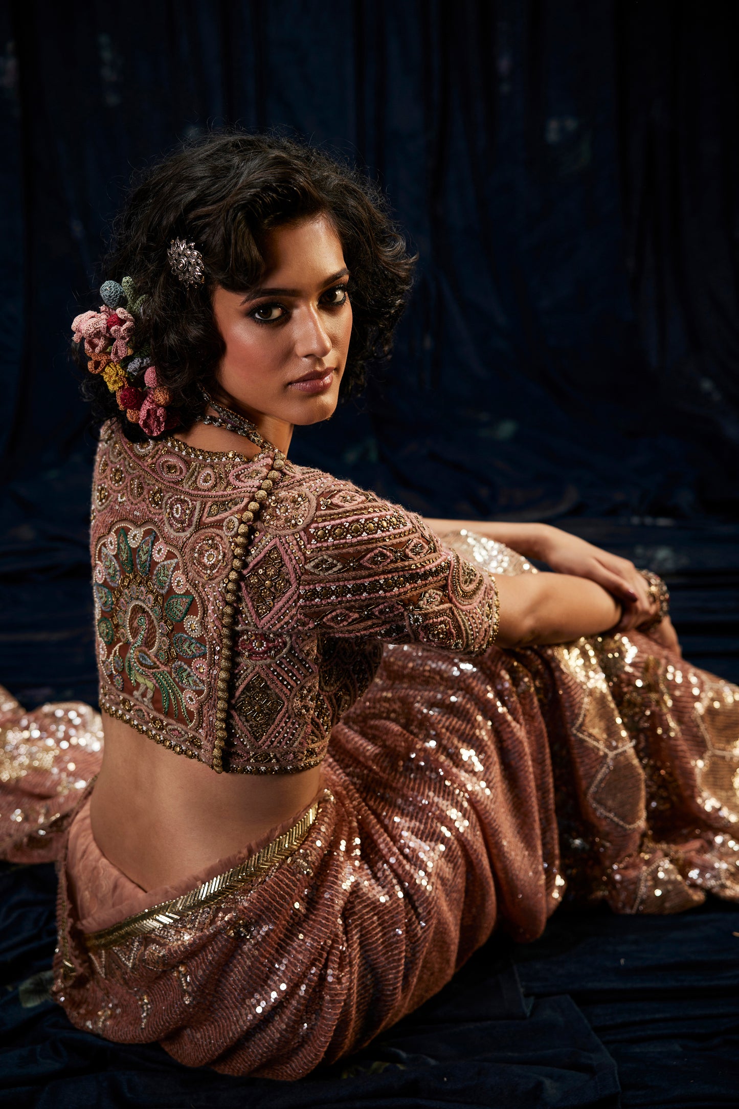 Earthy Blush Tulle Saree