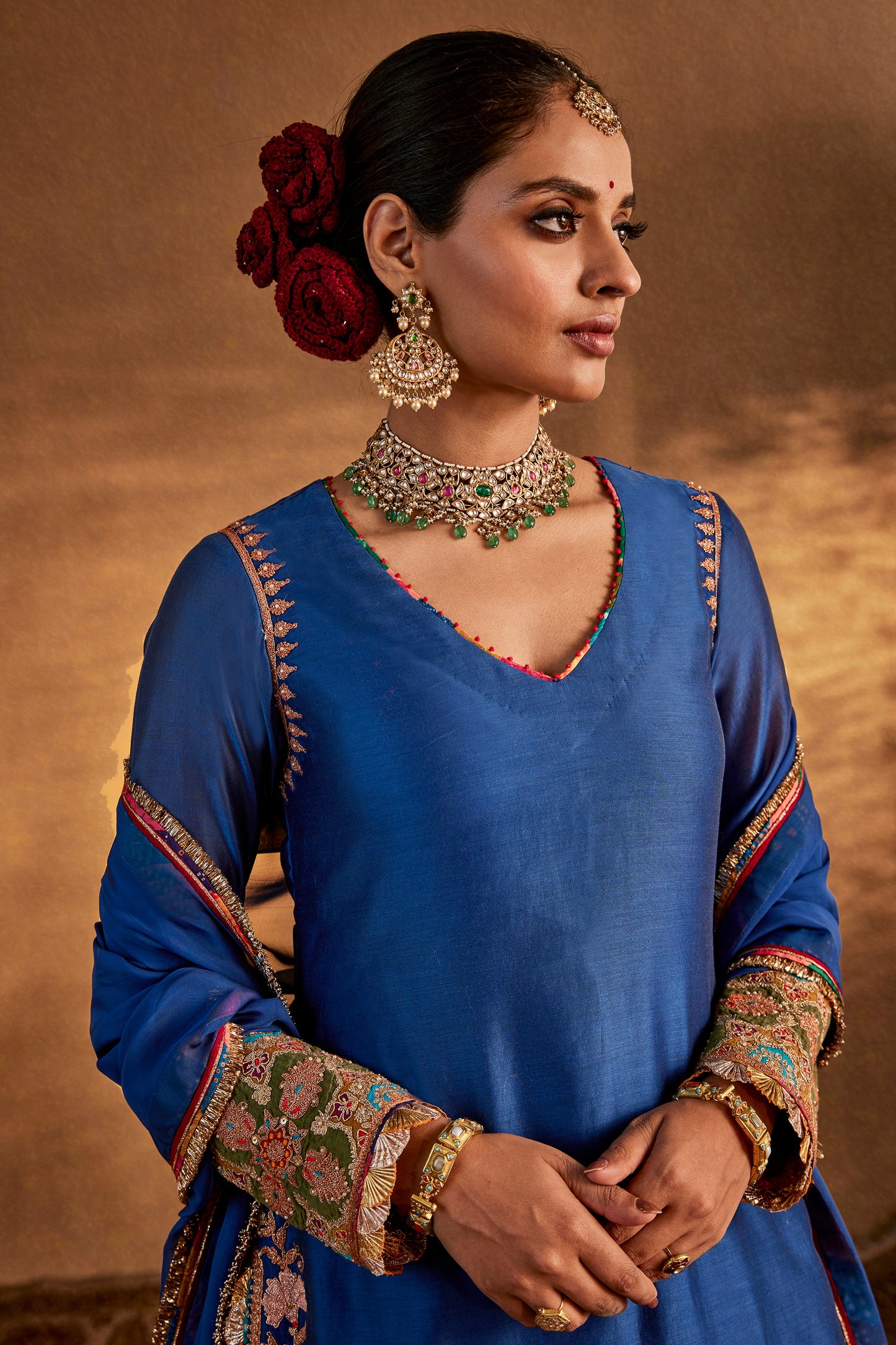 Deep Blue Abha Sharara Set