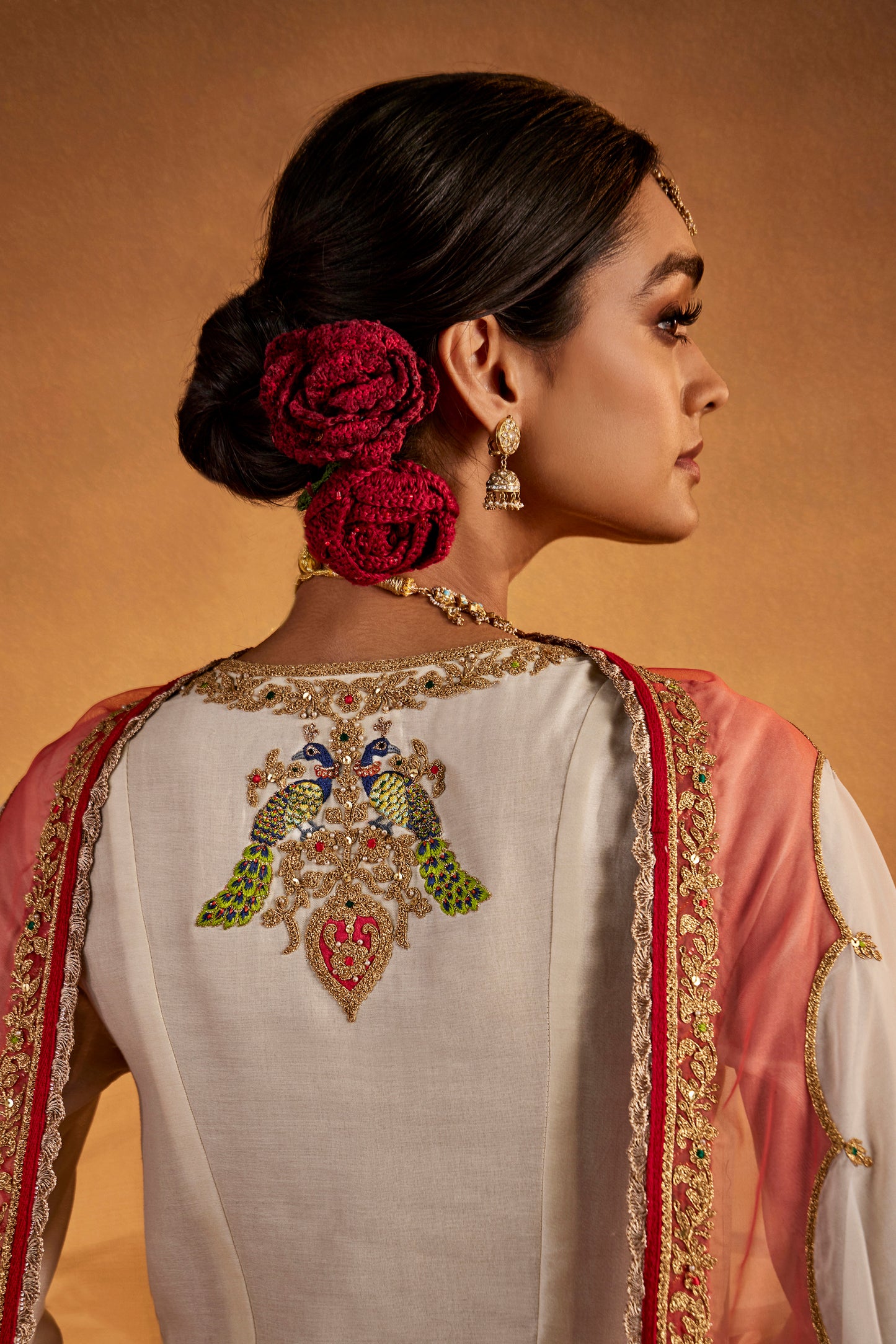 Ivory Peacock Sharara Set