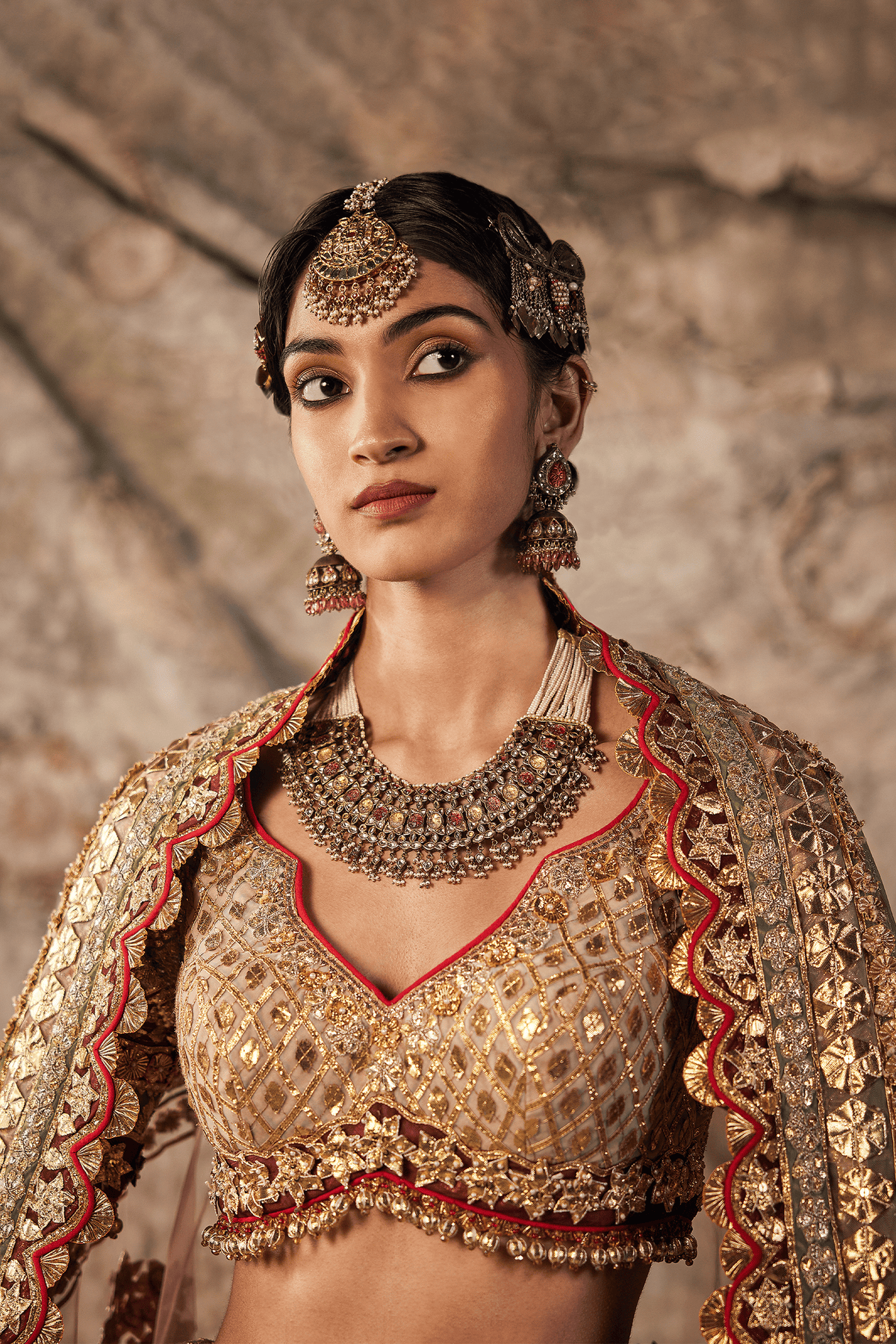 Multicoloured Gota Embroidered Lehenga Set