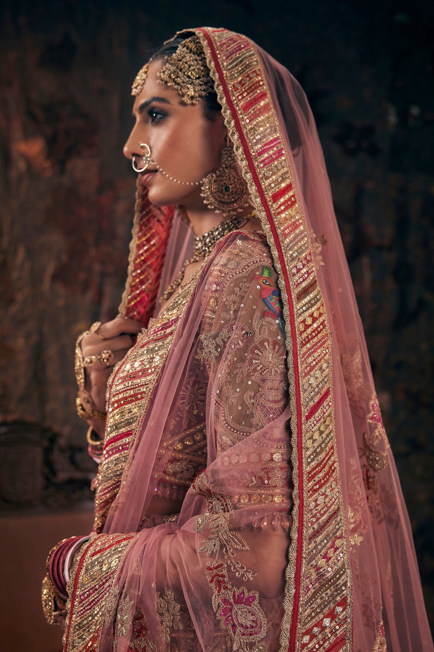 Blush Pink Avian Embroidered Lehenga