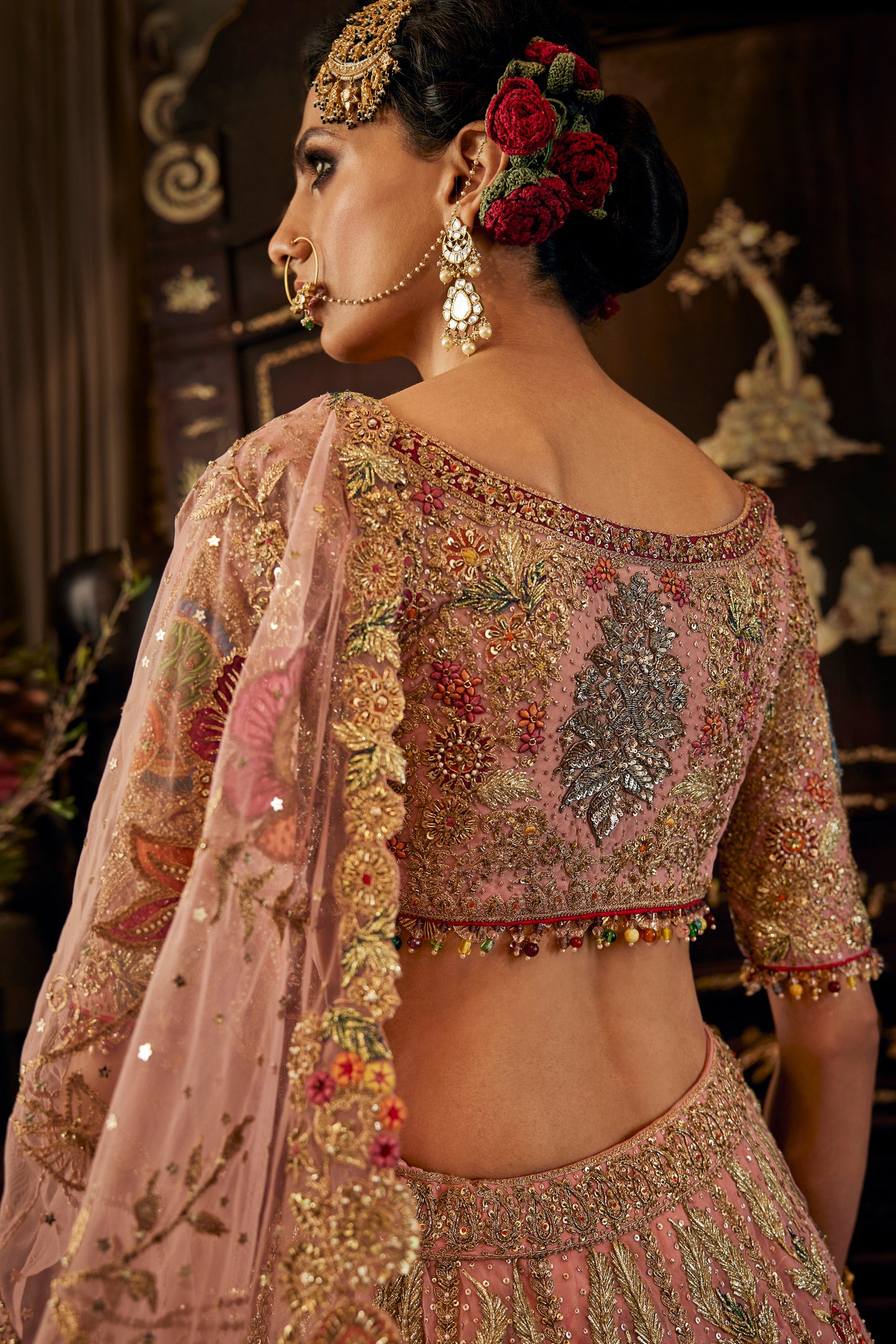 Earthy Pink Floral Lehenga