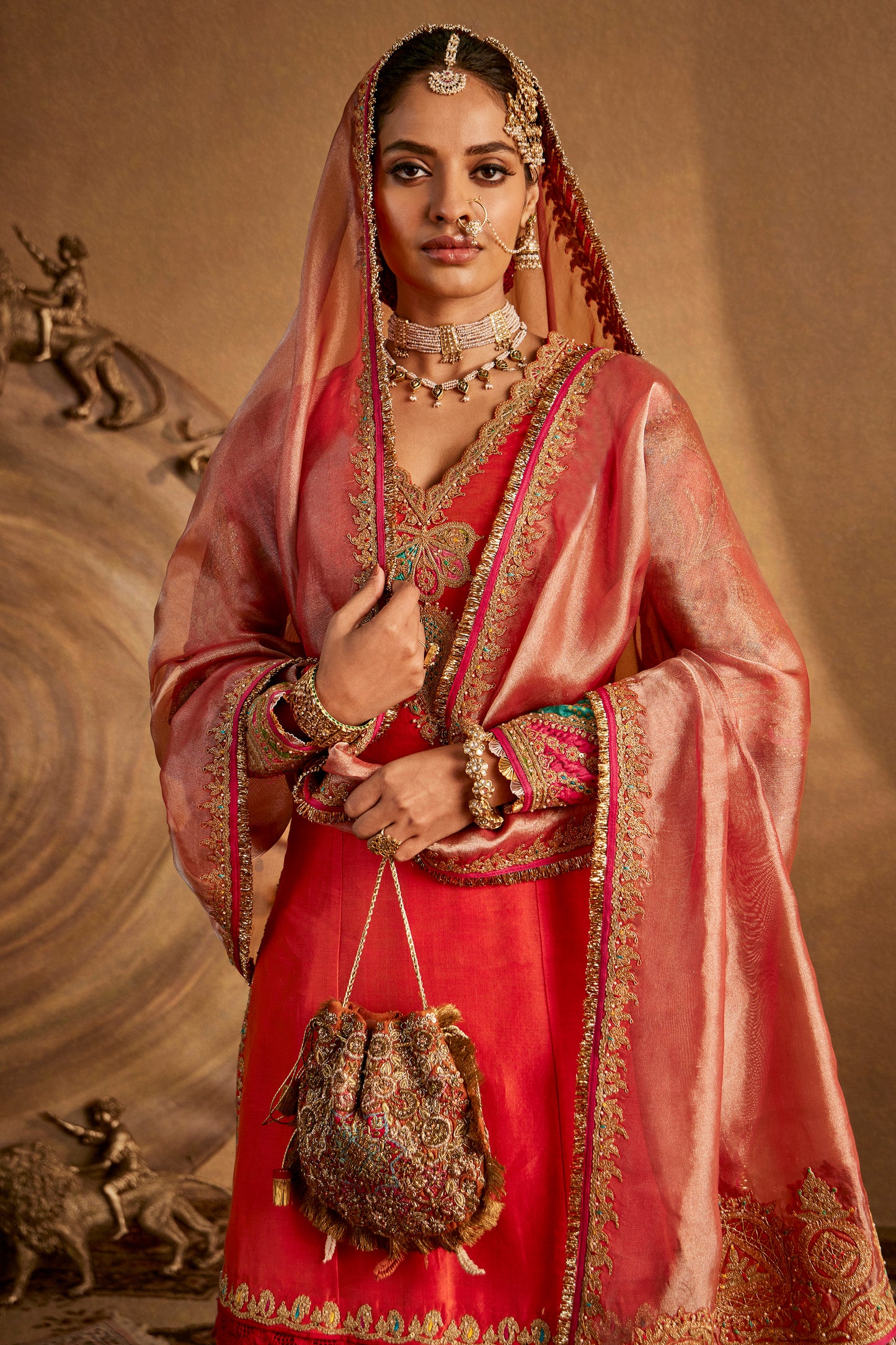 Peach Amber Sharara Set