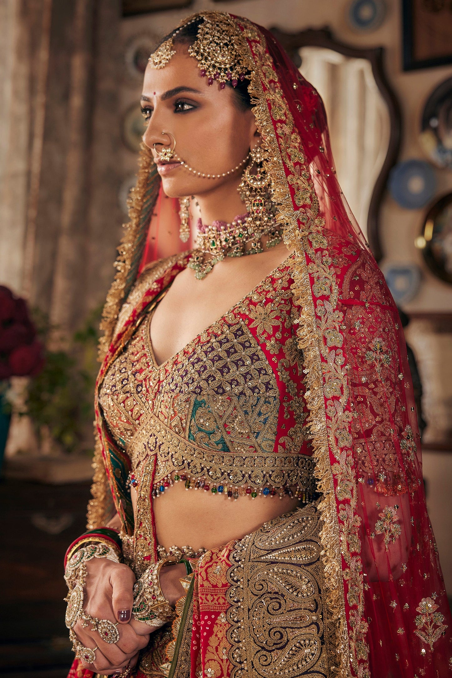 Vivid Red Hued Lehenga