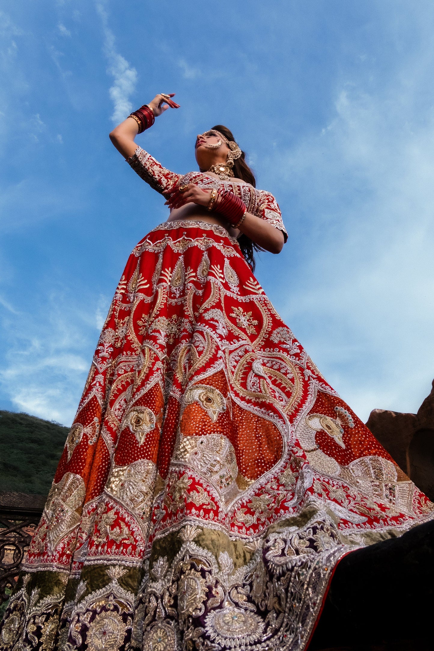 Deep Earthy Red Hued Silk Lehenga