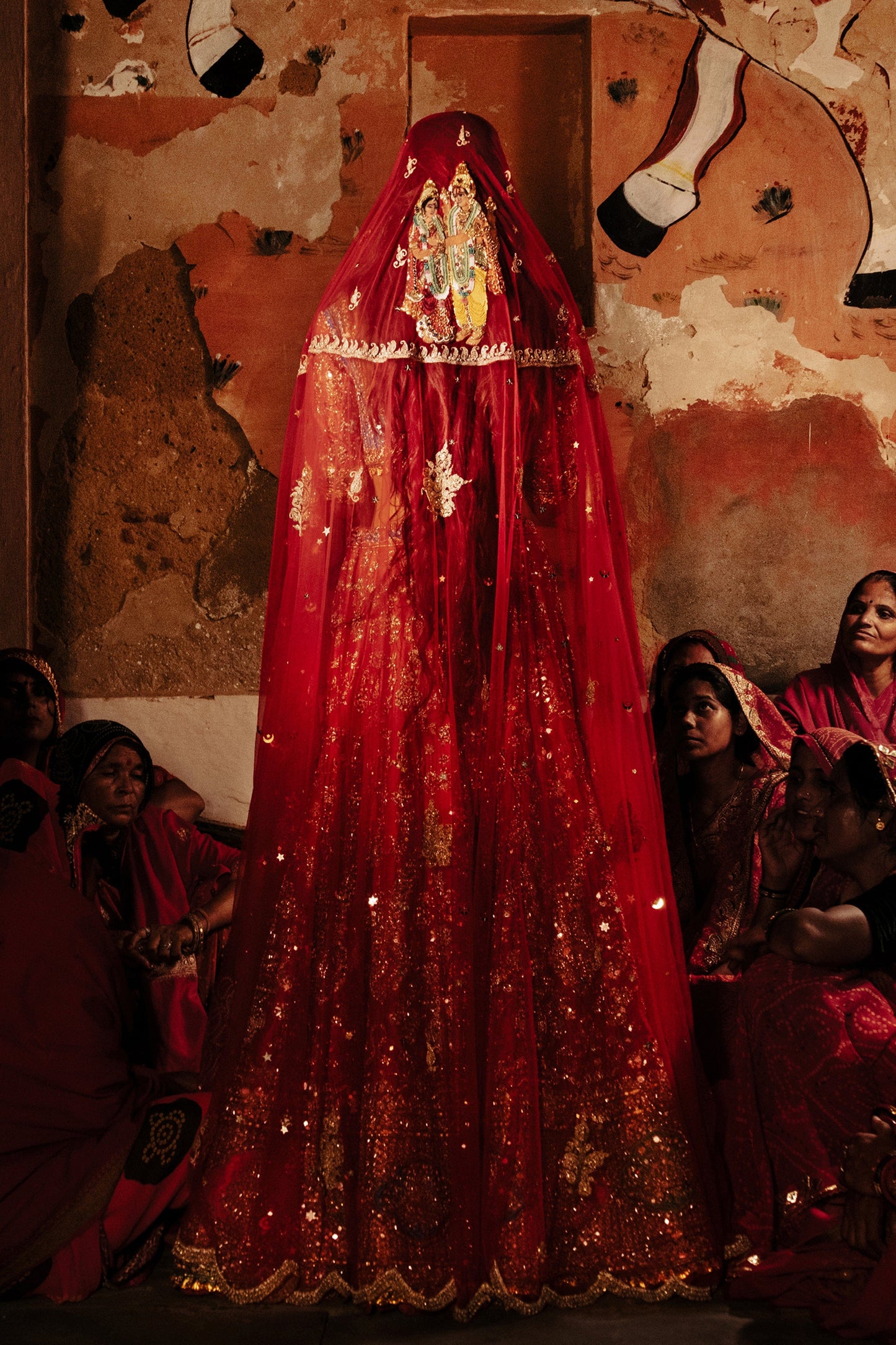 Deep Vermillion Red Silk Lehenga