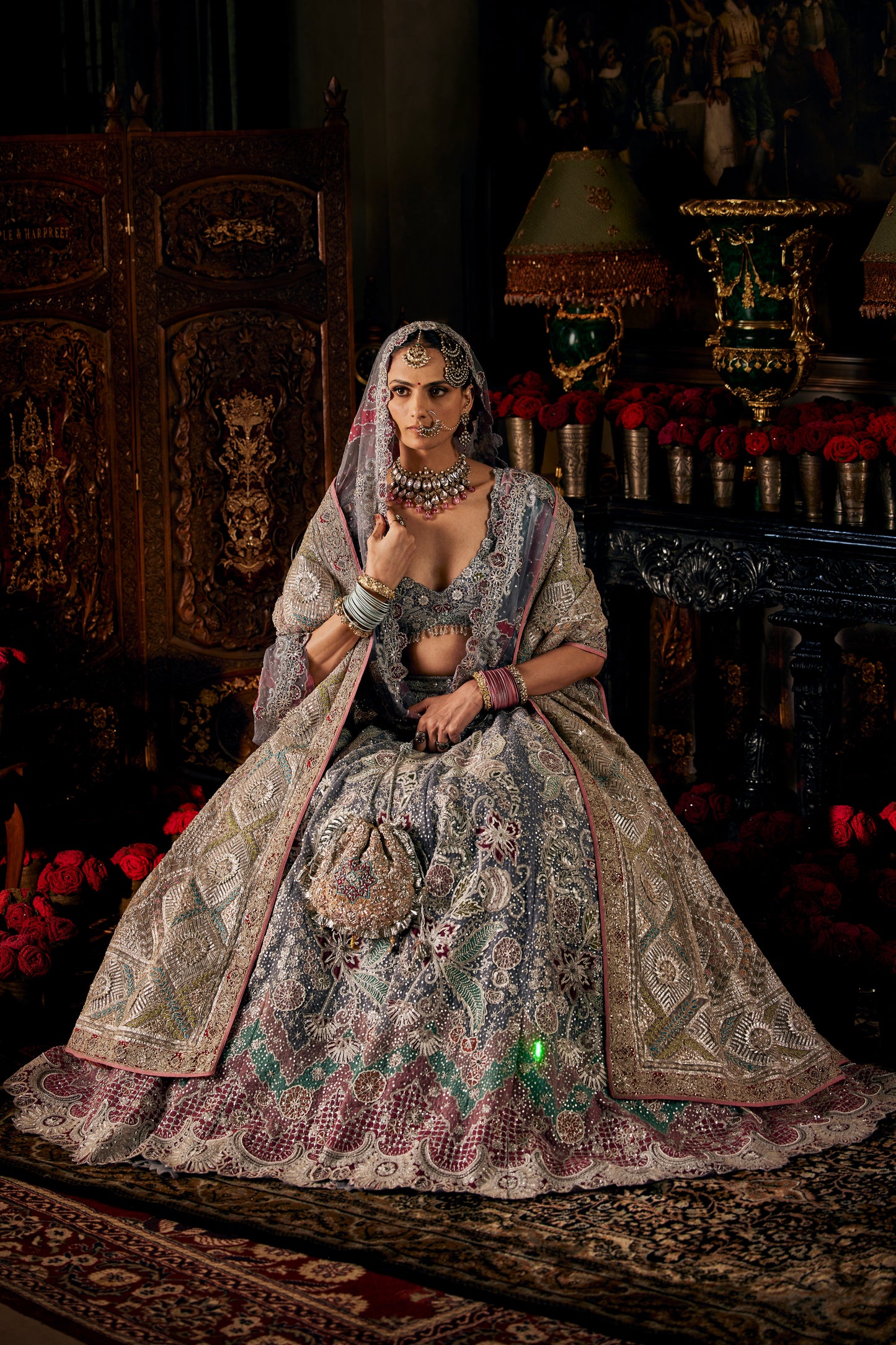 Flint Grey Tulle Lehenga