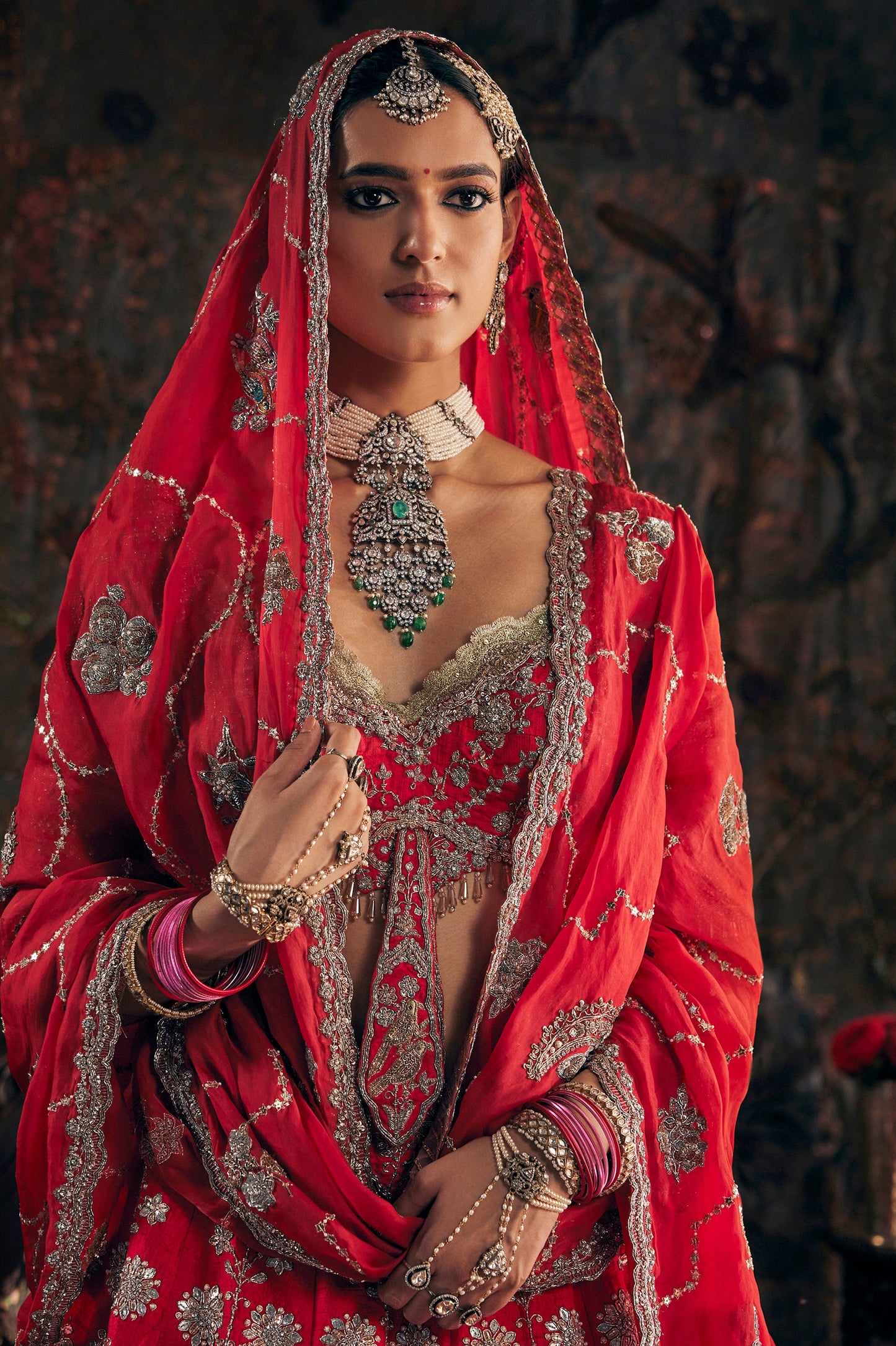 Scarlet Red Phoenix Lehenga