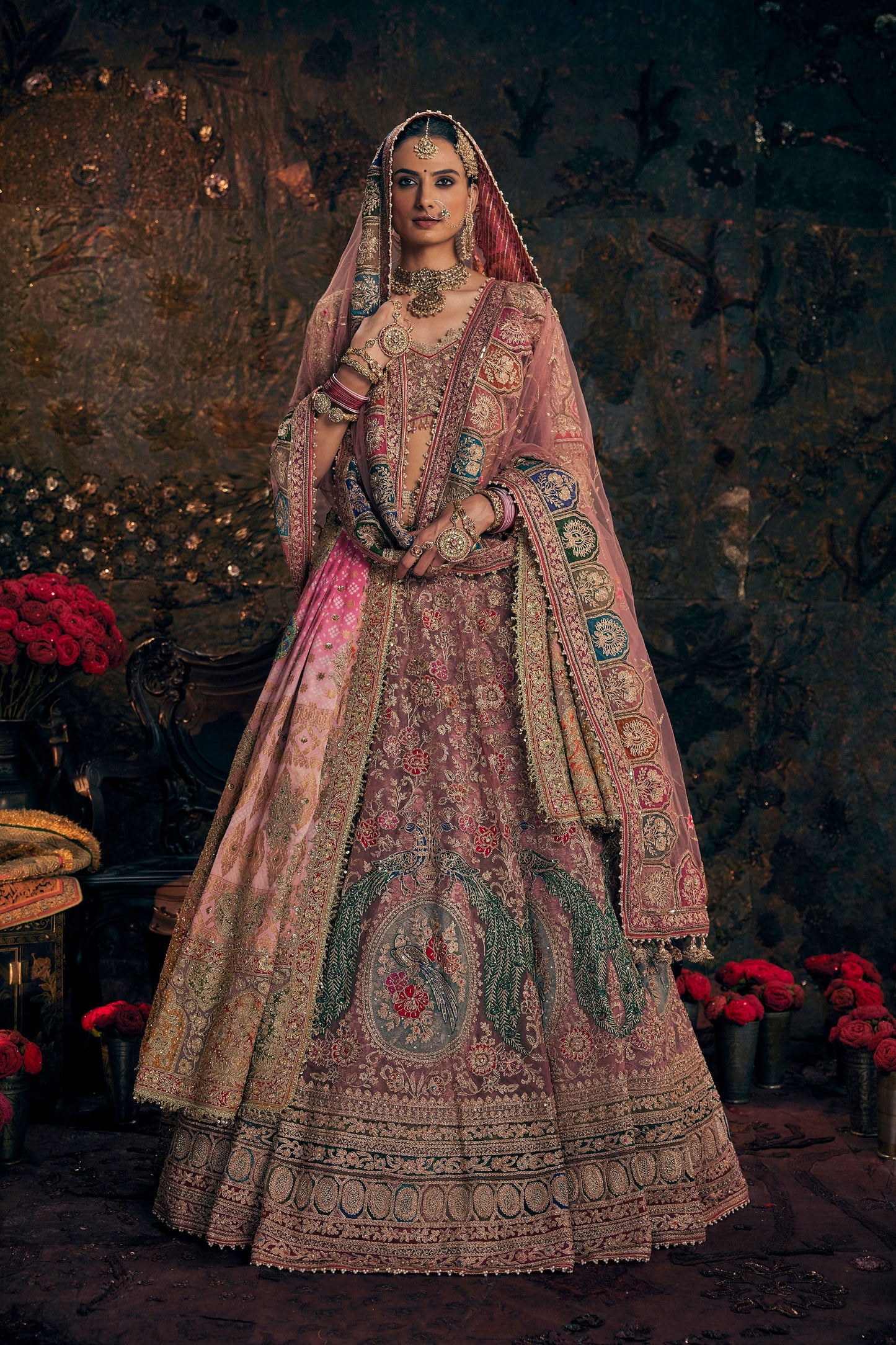 Earthy Pink Tulle Lehenga