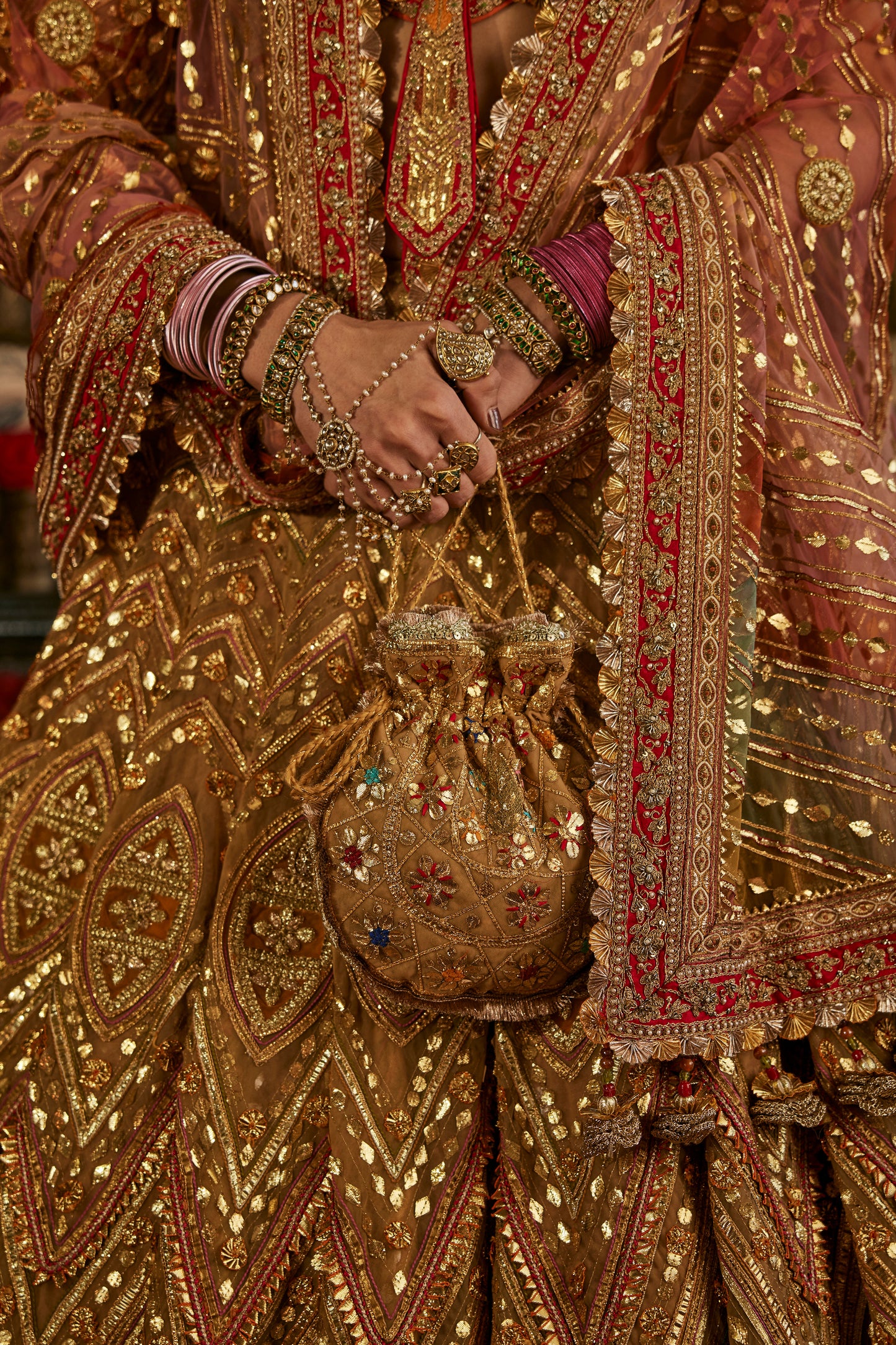 Golden Pink Gota Lehenga