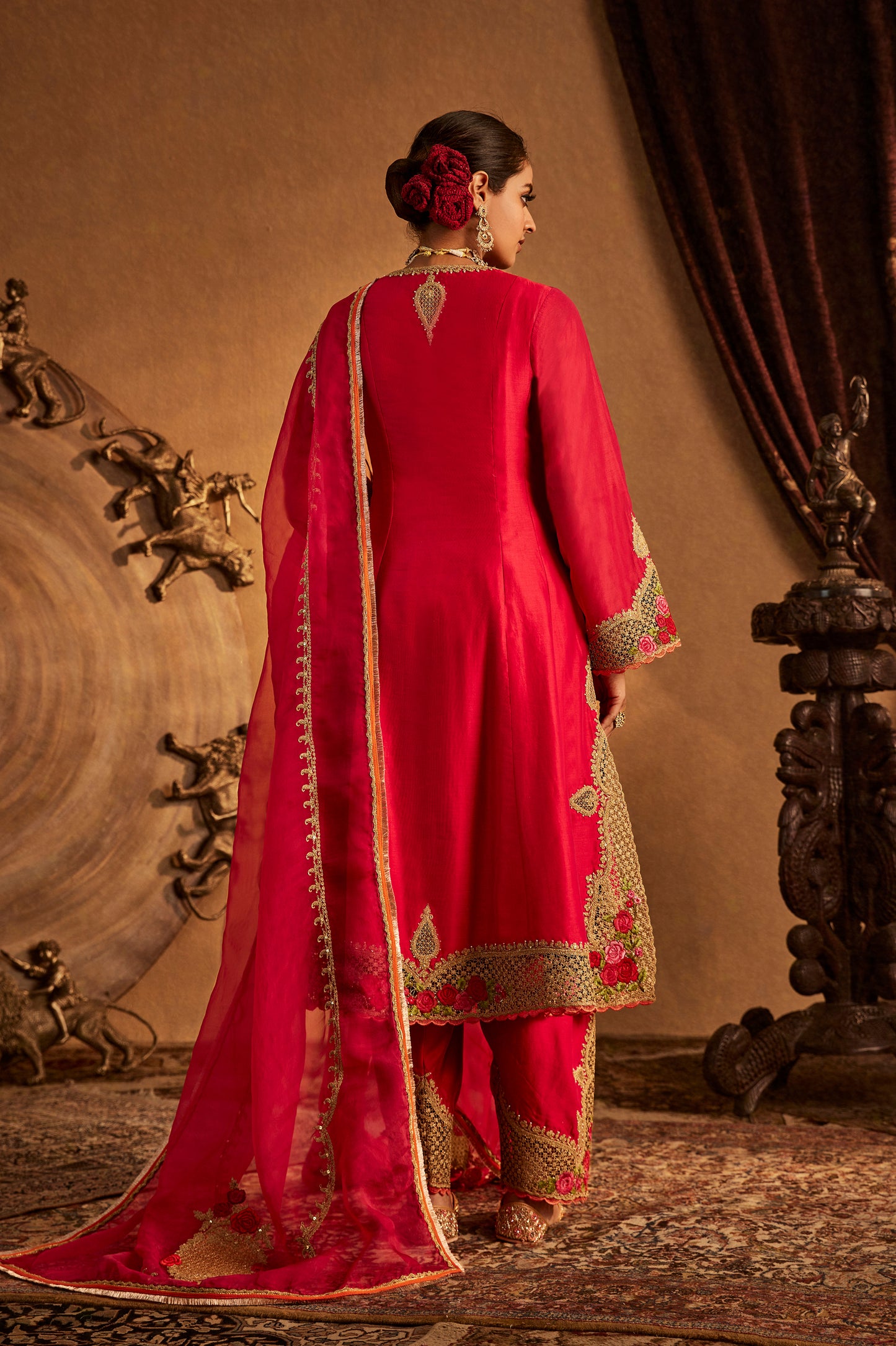 Deep Pink Mughal jaali Kurta Set