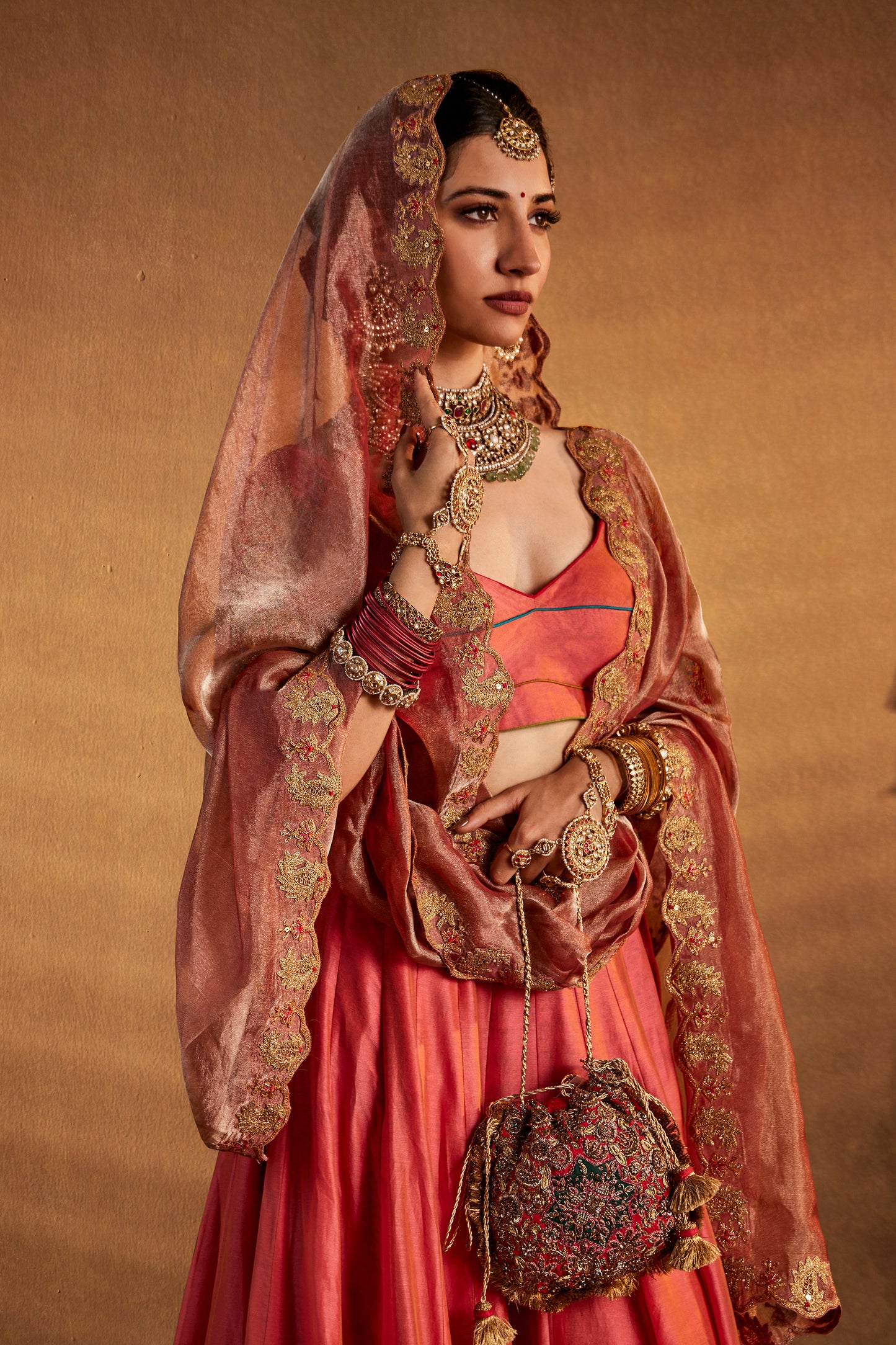 Sorbet Peach Silk Lehenga