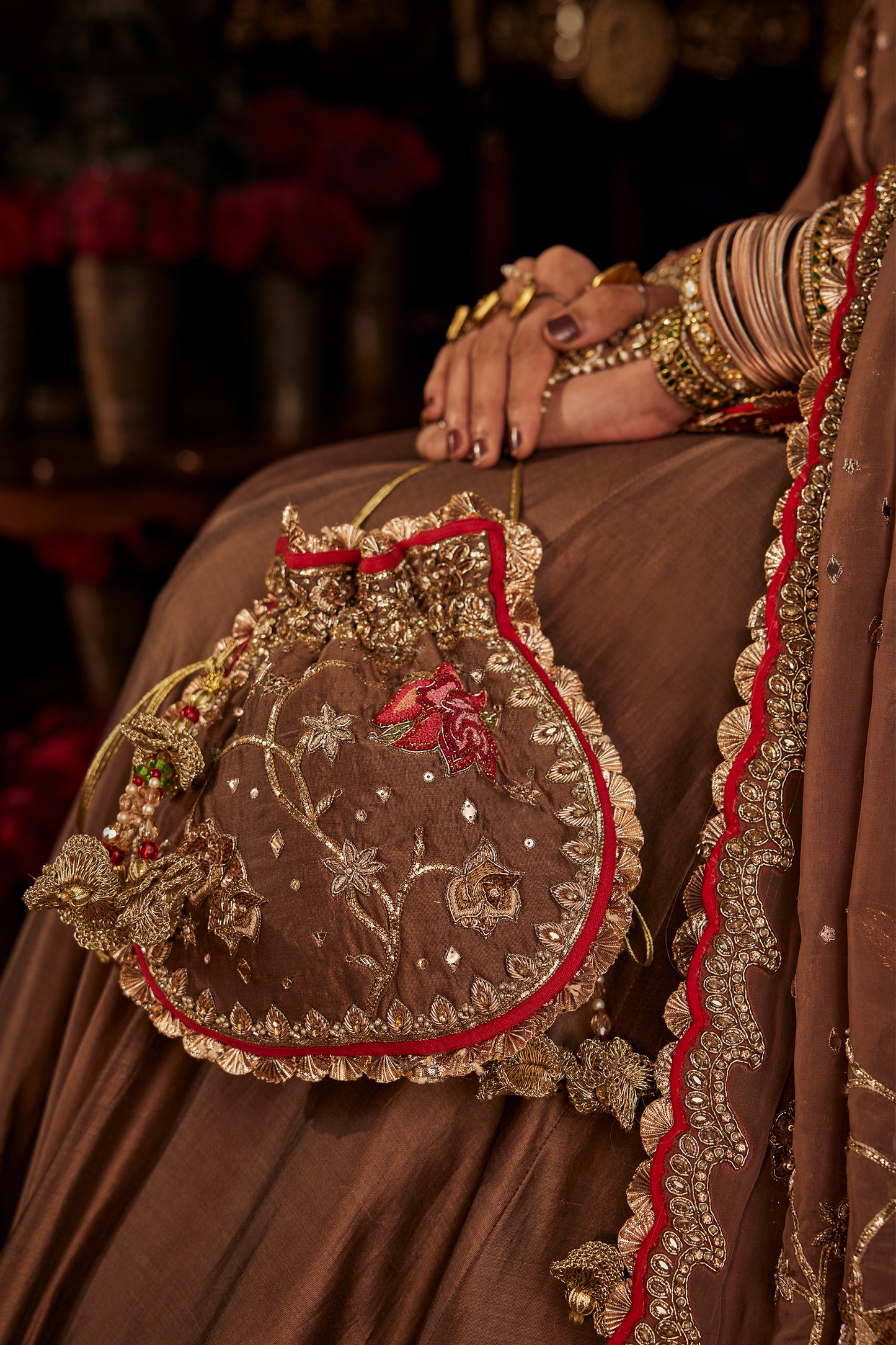 Earthy Brown Silk Lehenga