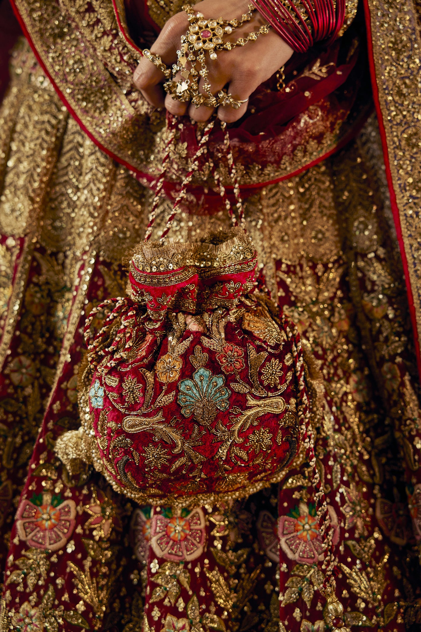 Deep Ruby Posy Lehenga