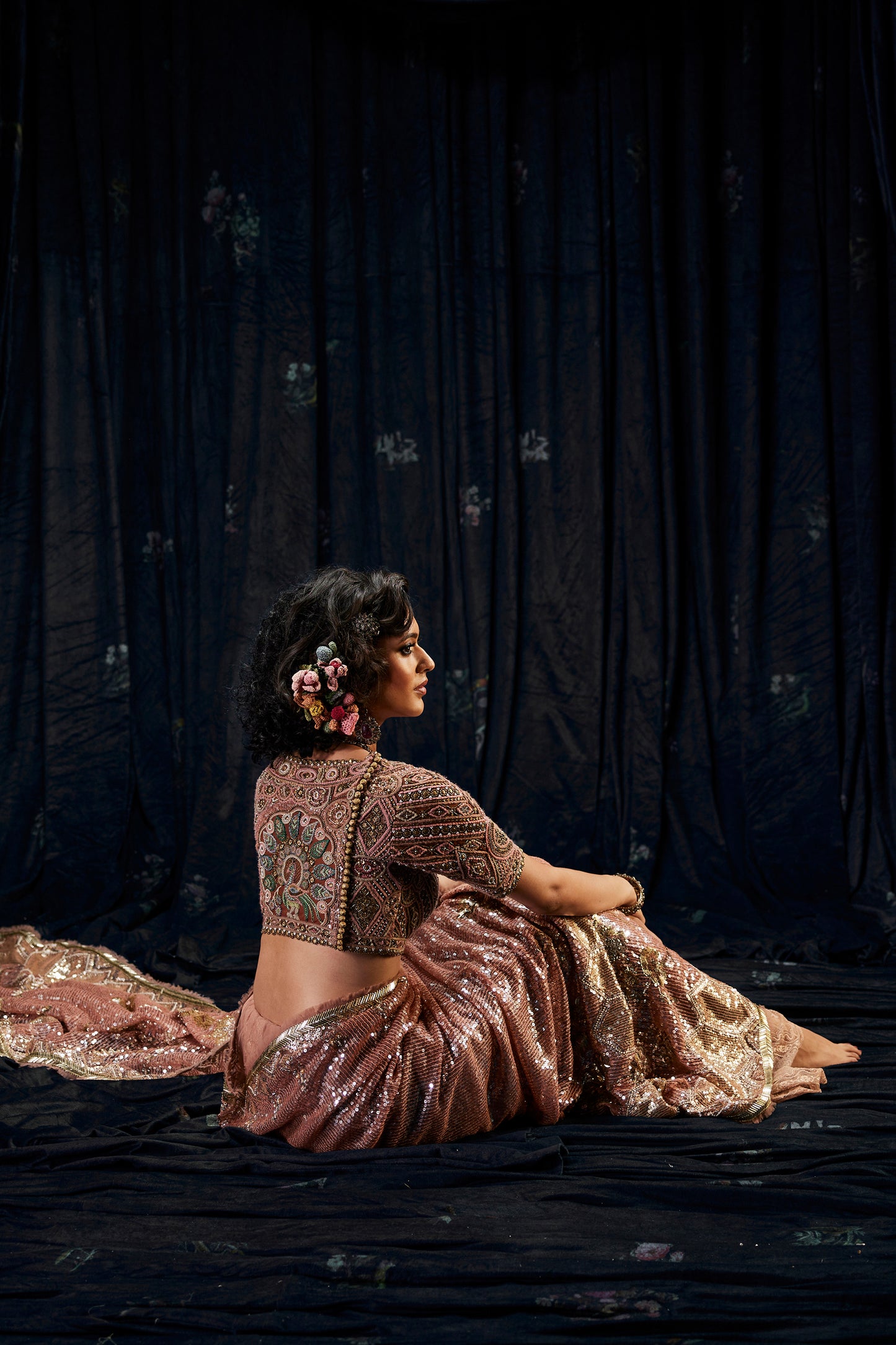 Earthy Blush Tulle Saree