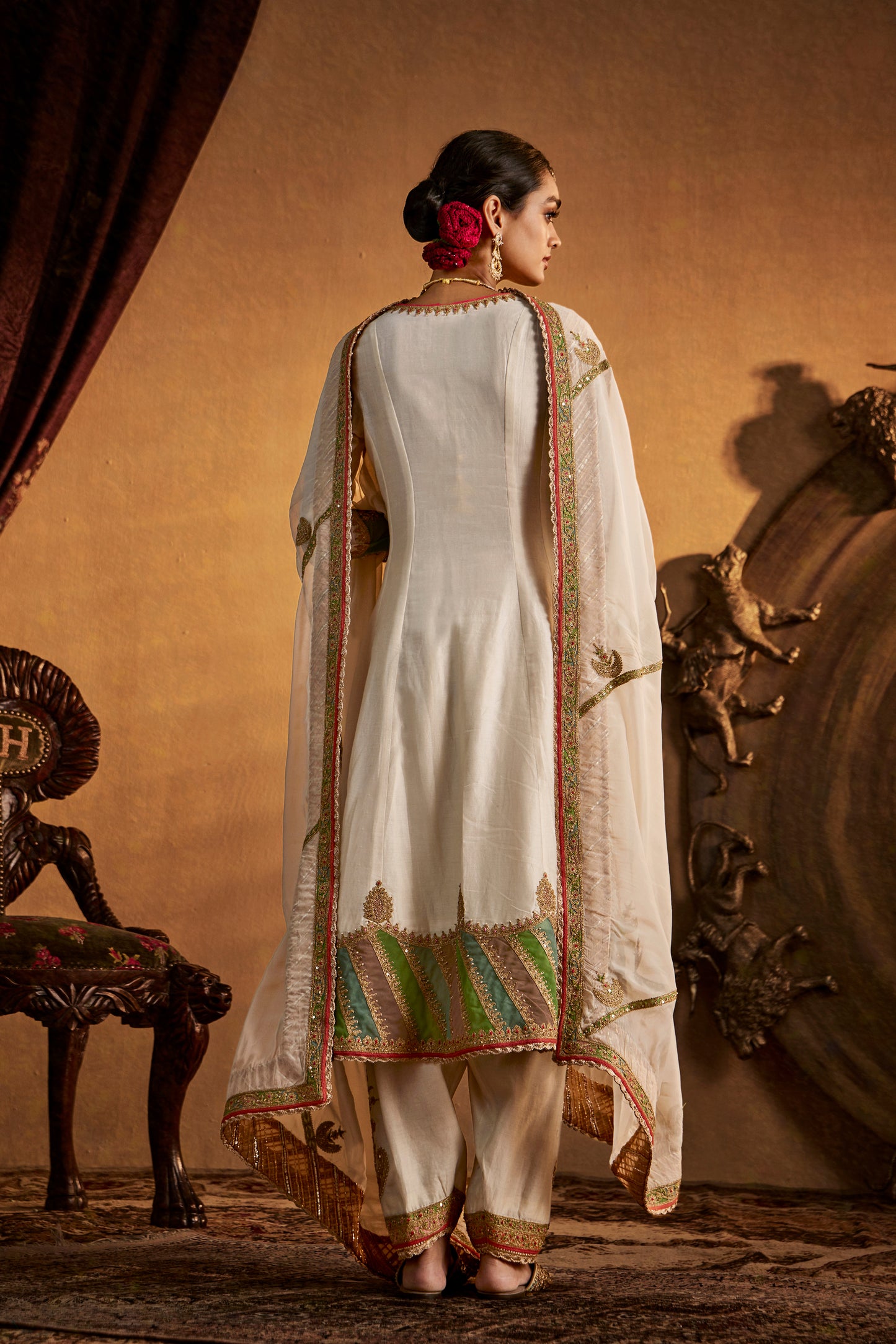 Ivory-Green Kalidar Set