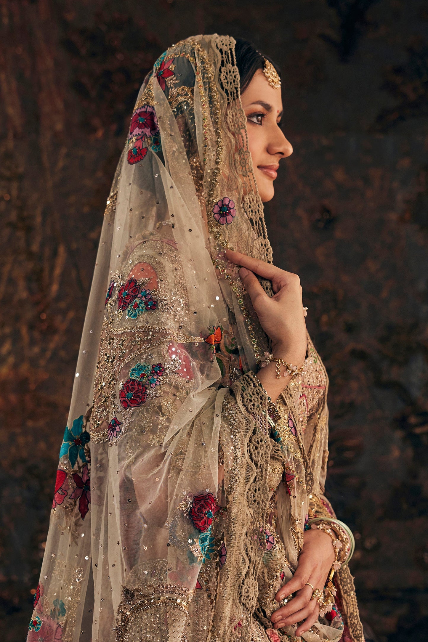 Ivory And Pale Gold Lehenga