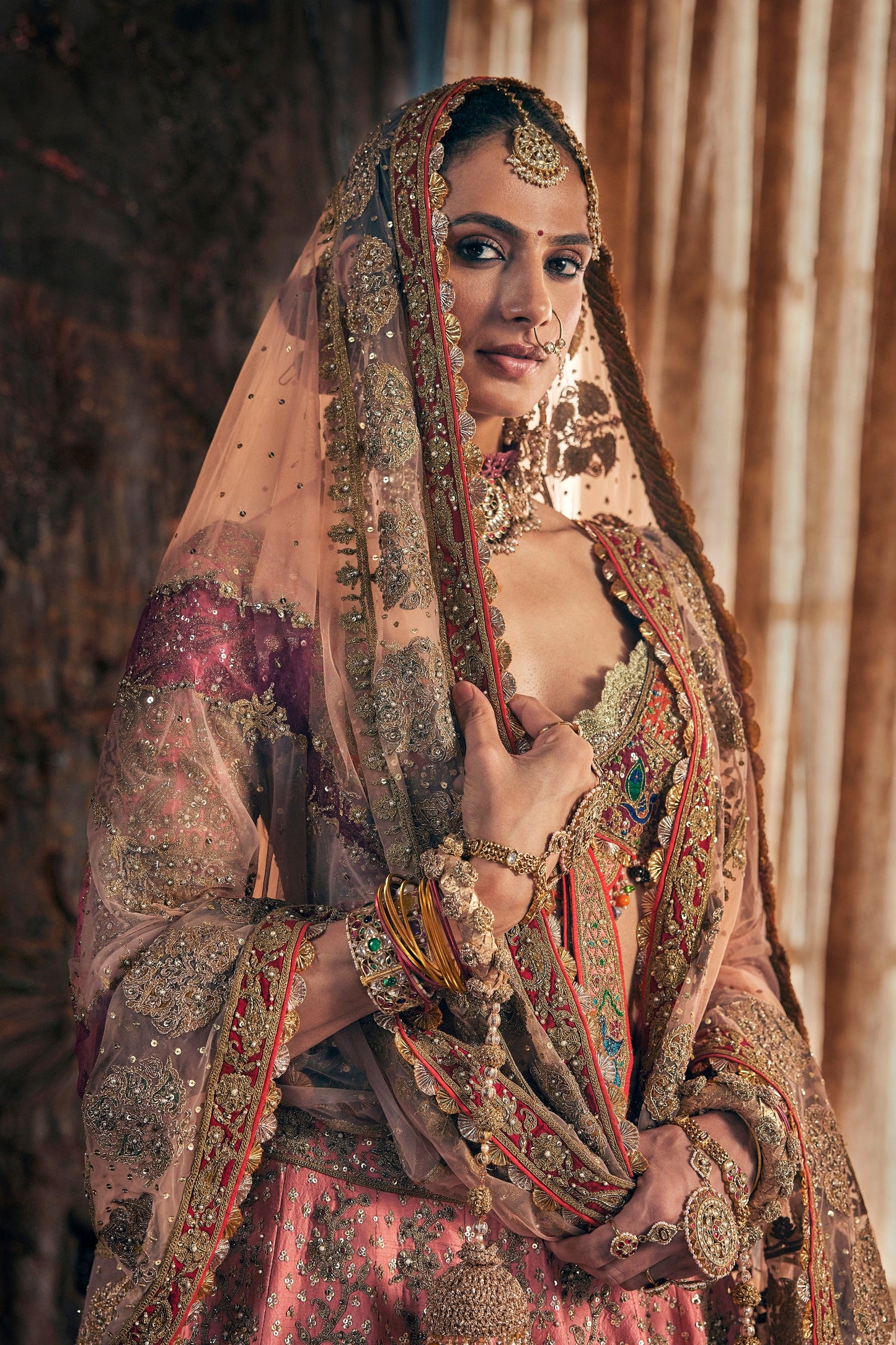Blush Peach Avian Lehenga