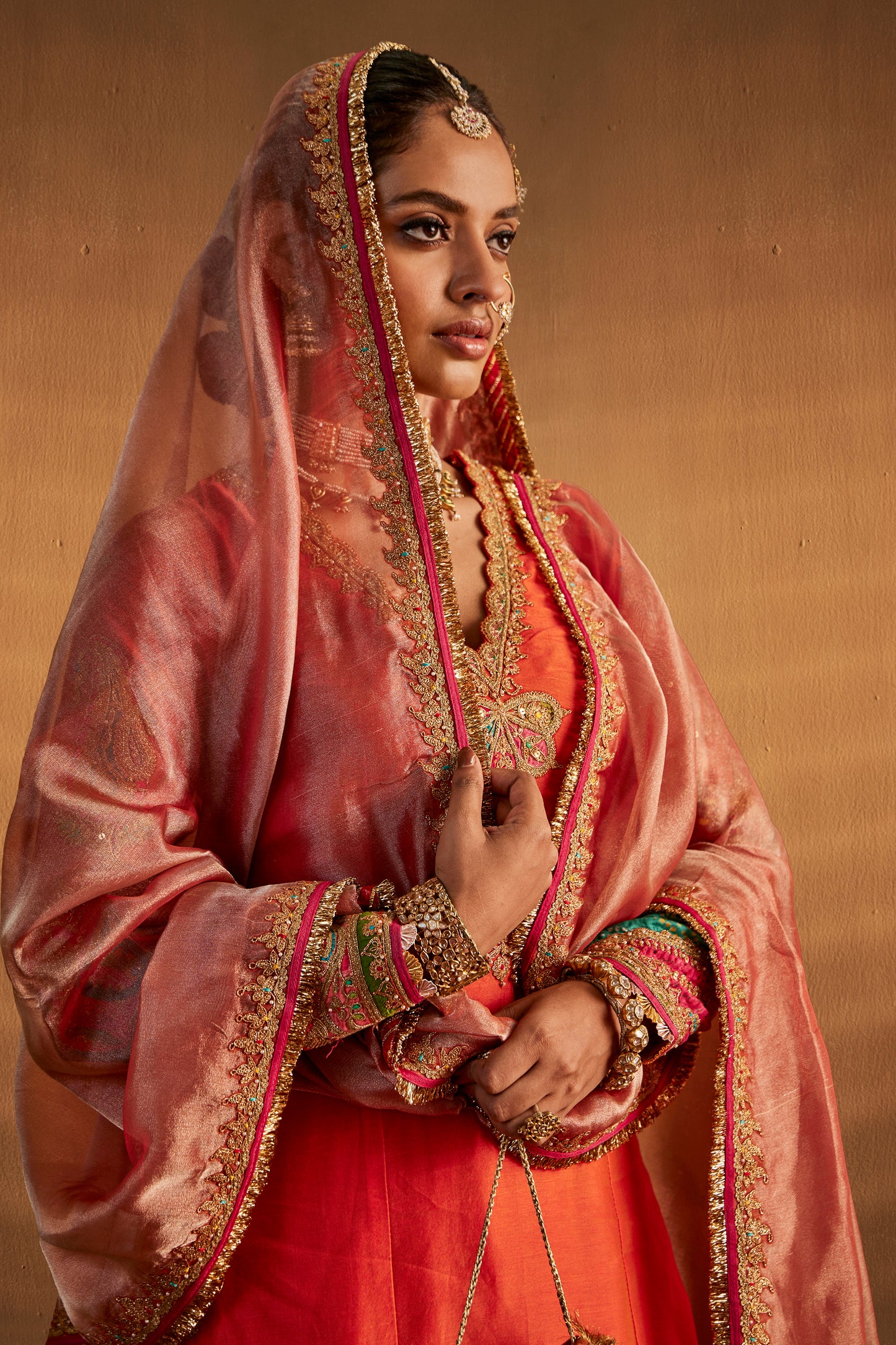Peach Amber Sharara Set