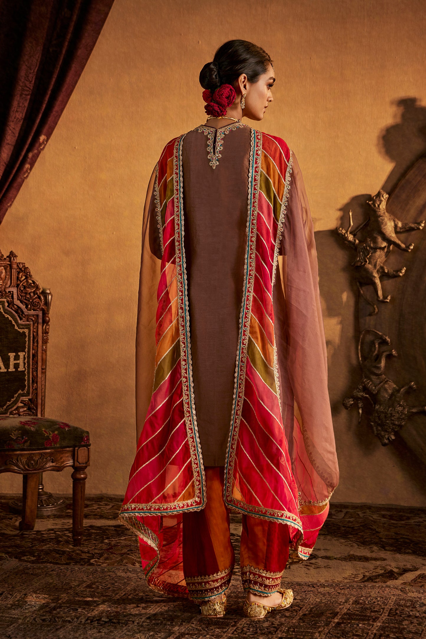 Brown-Red Kurta Set