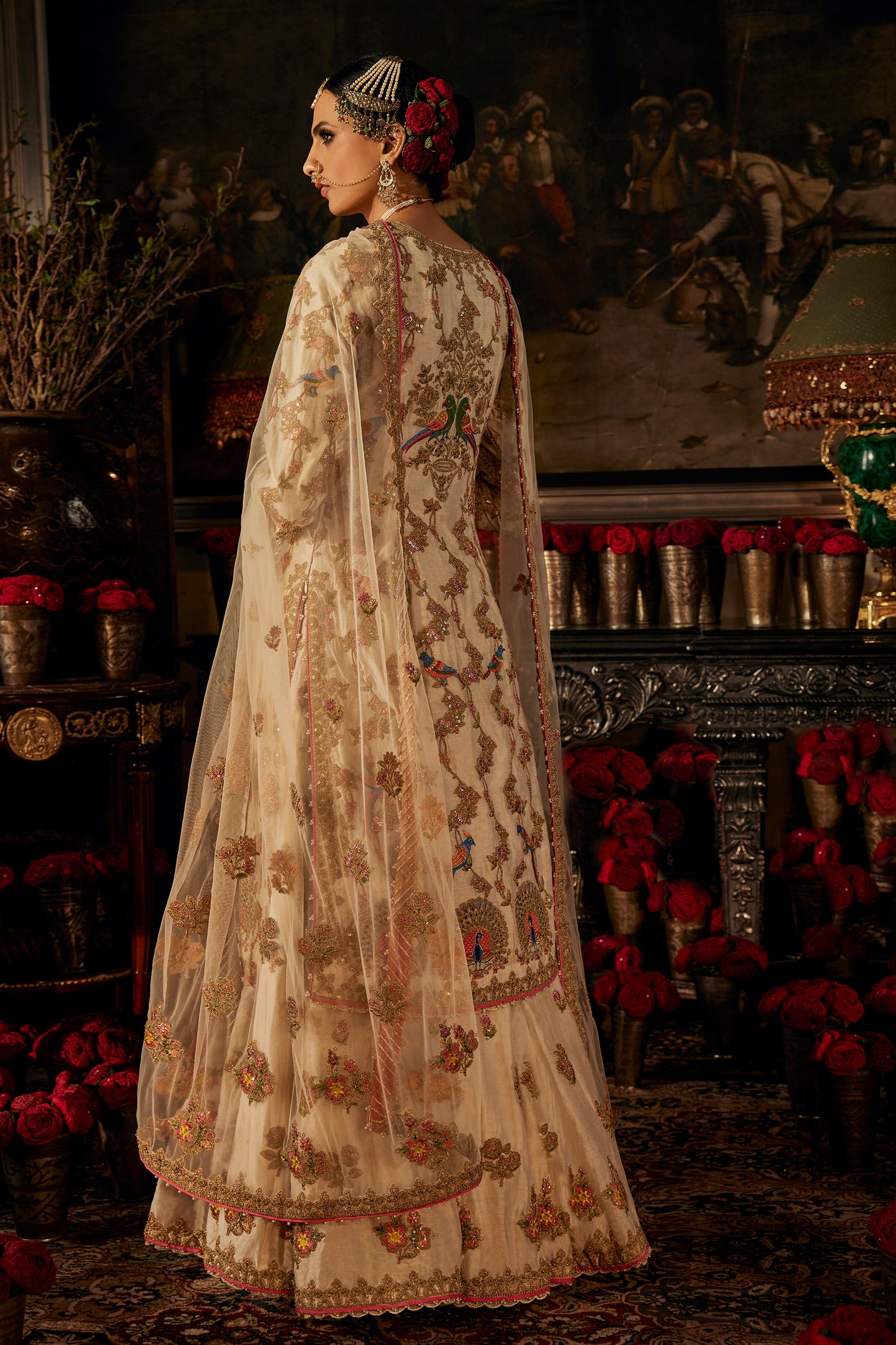 Ivory Peacock Kurti-Sharara