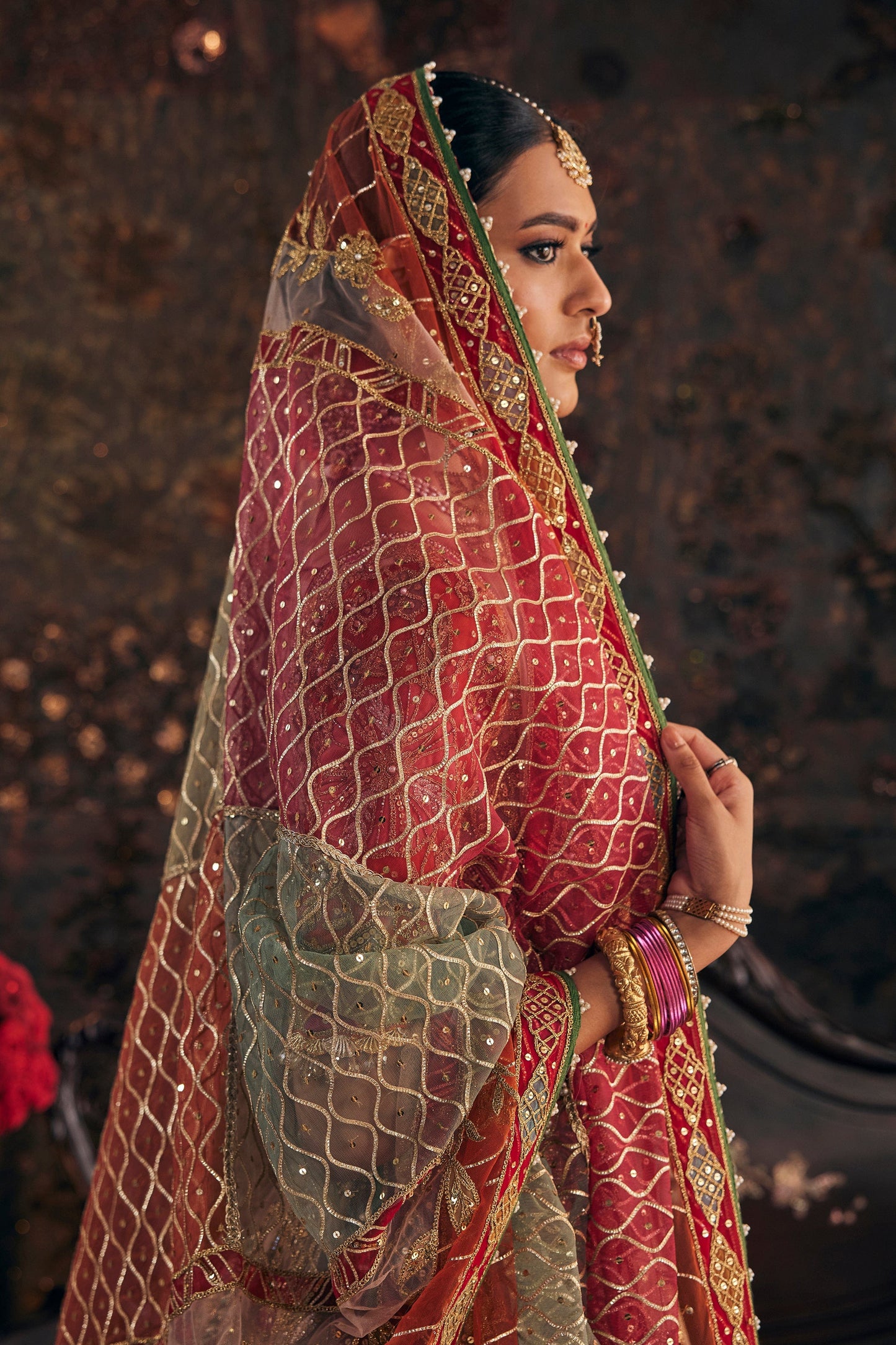 Earthy Ivory Tulle Lehenga