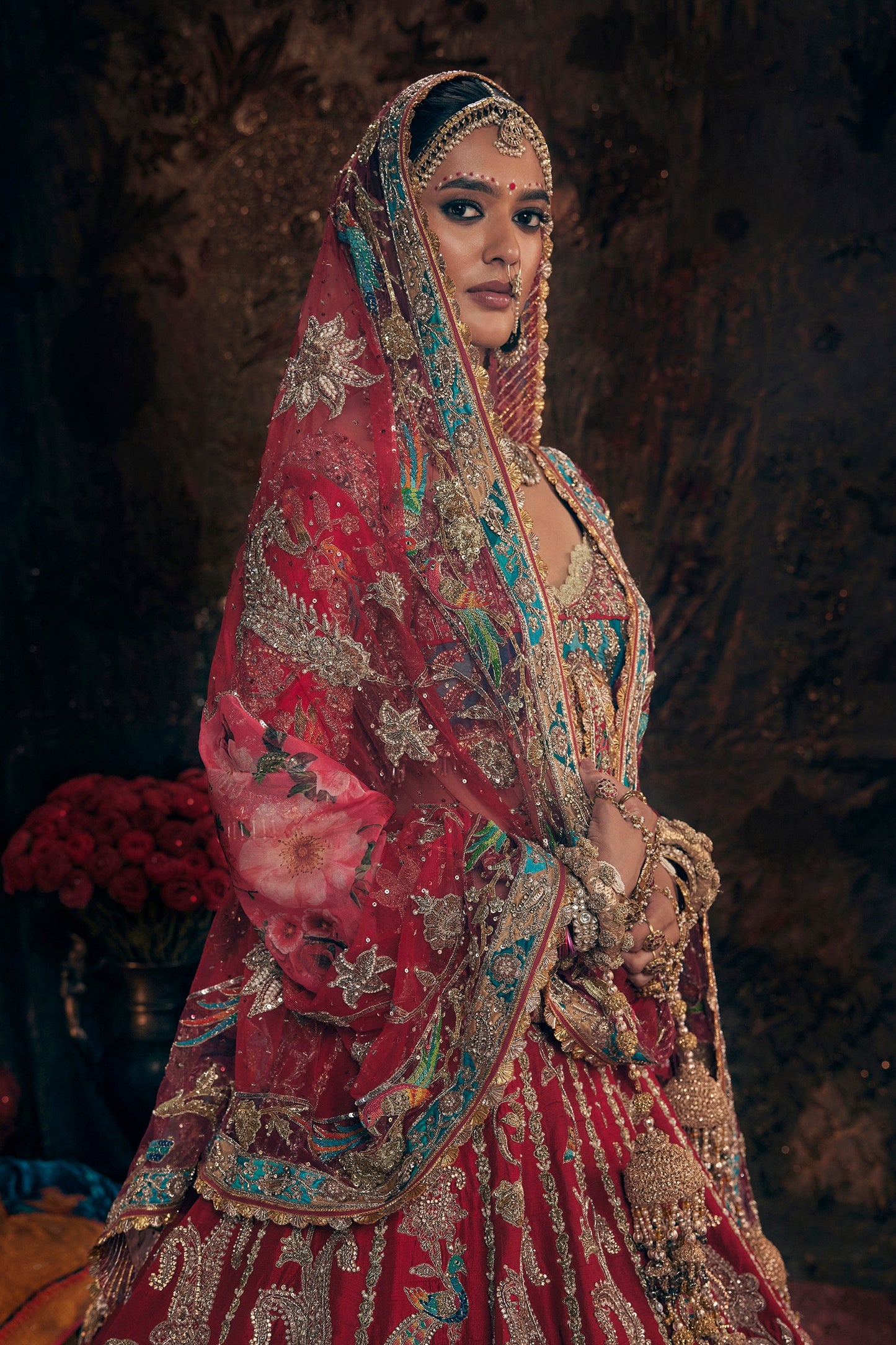 Red Kashmiri Paisley Lehenga