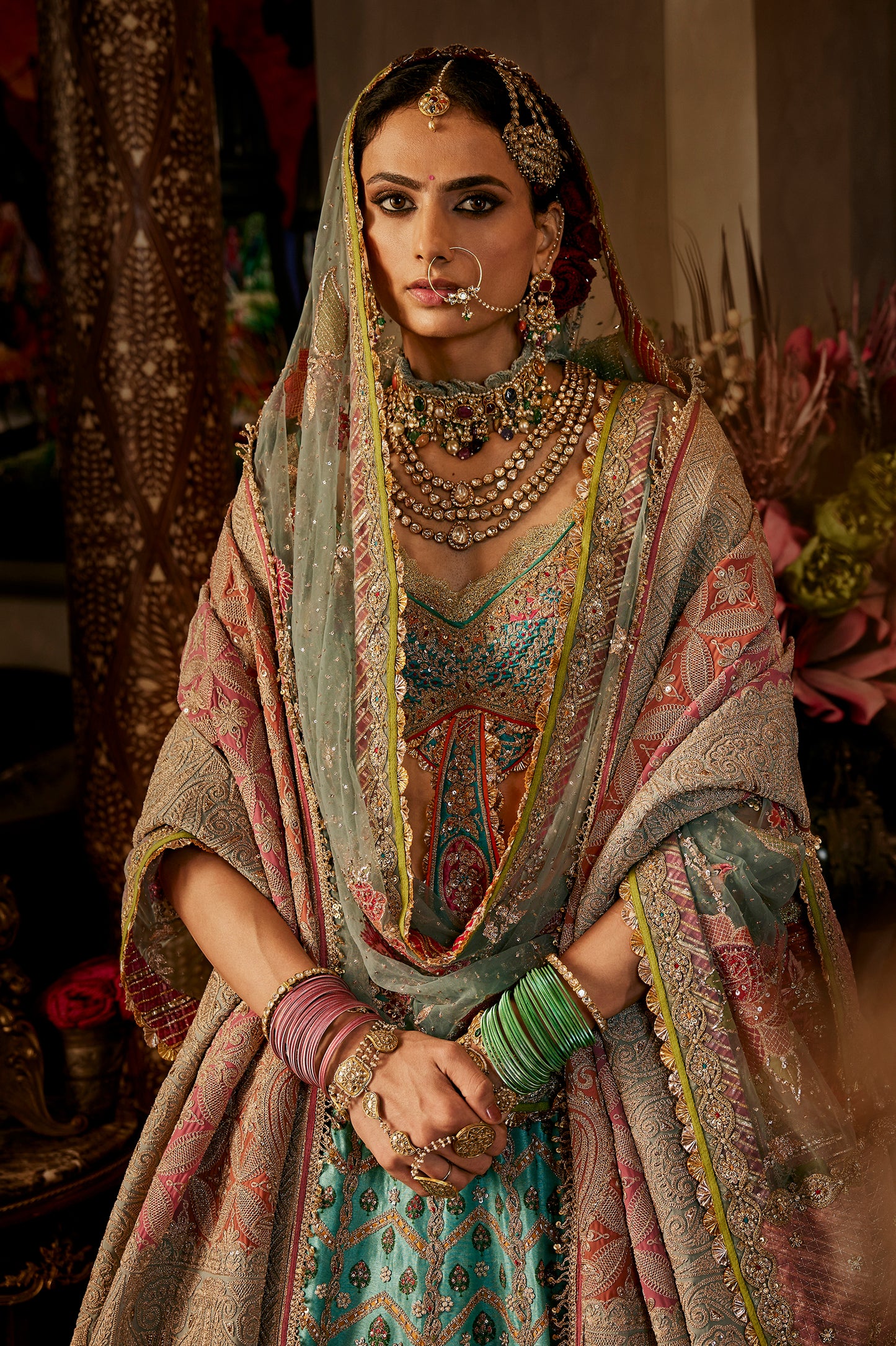 Aqua Blue Silk Lehenga