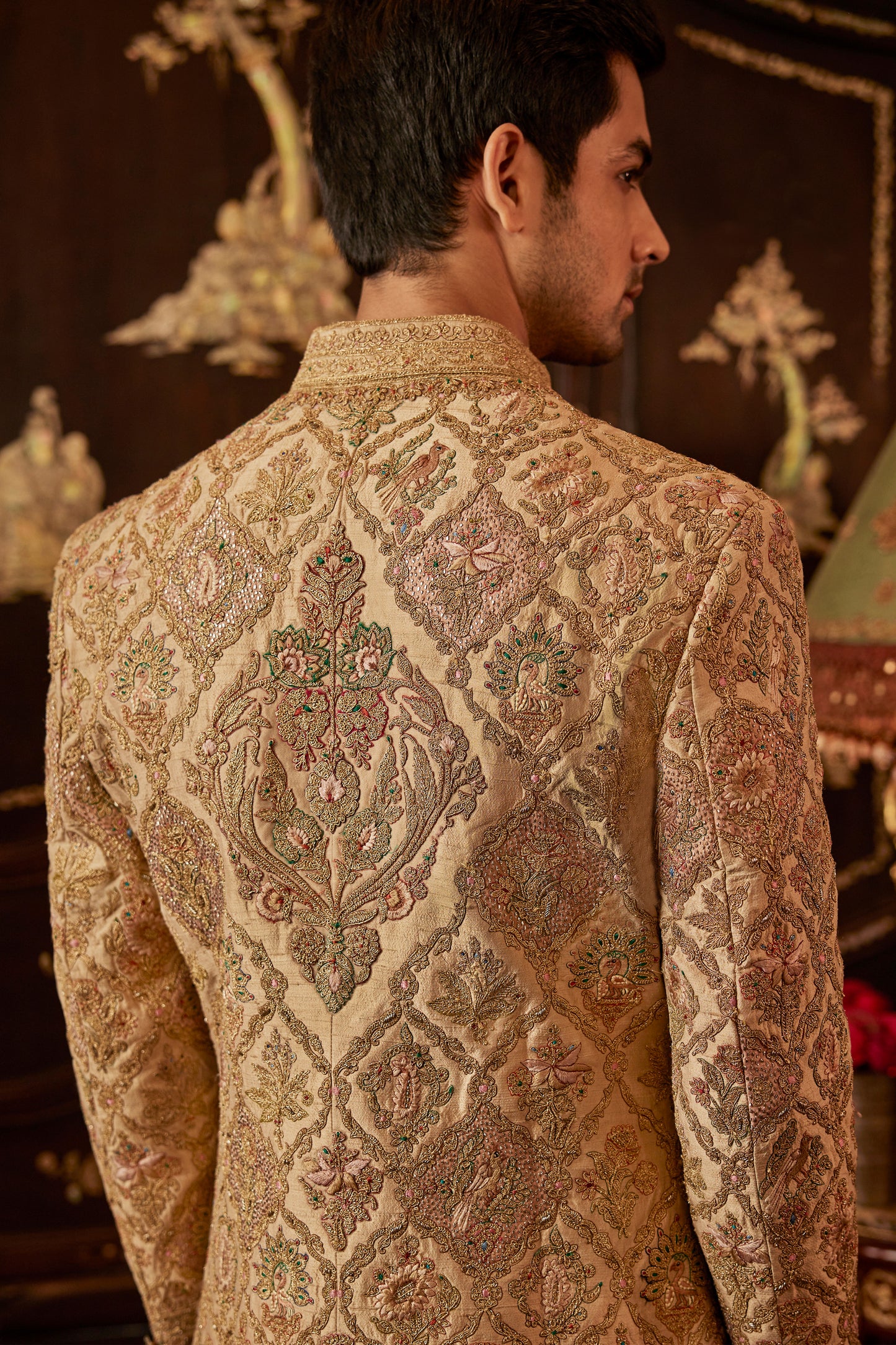 Pale Gold Paisley Sherwani