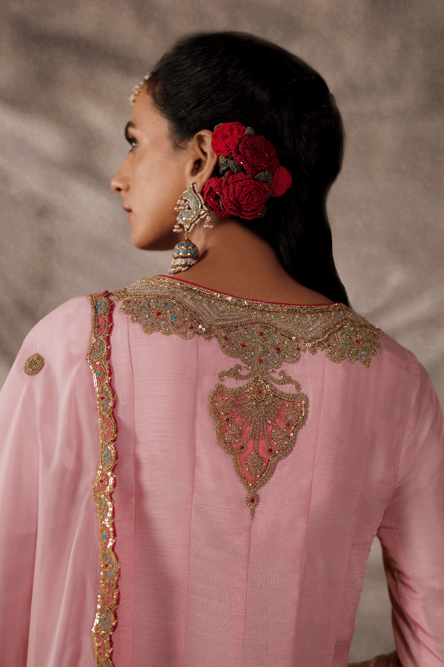 Pale Pink Kalidar- Sharara Set