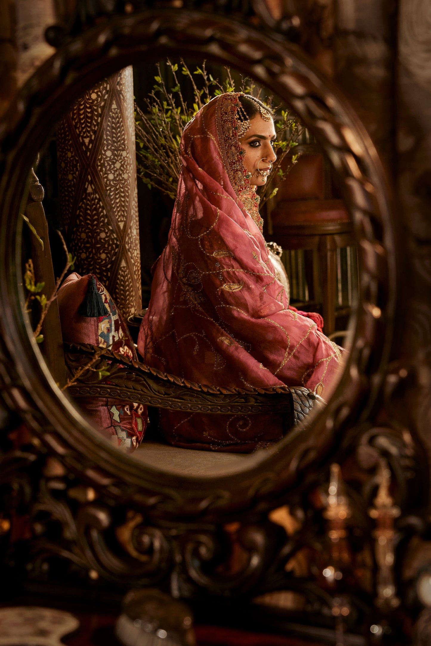 Aubergine Silk Lehenga