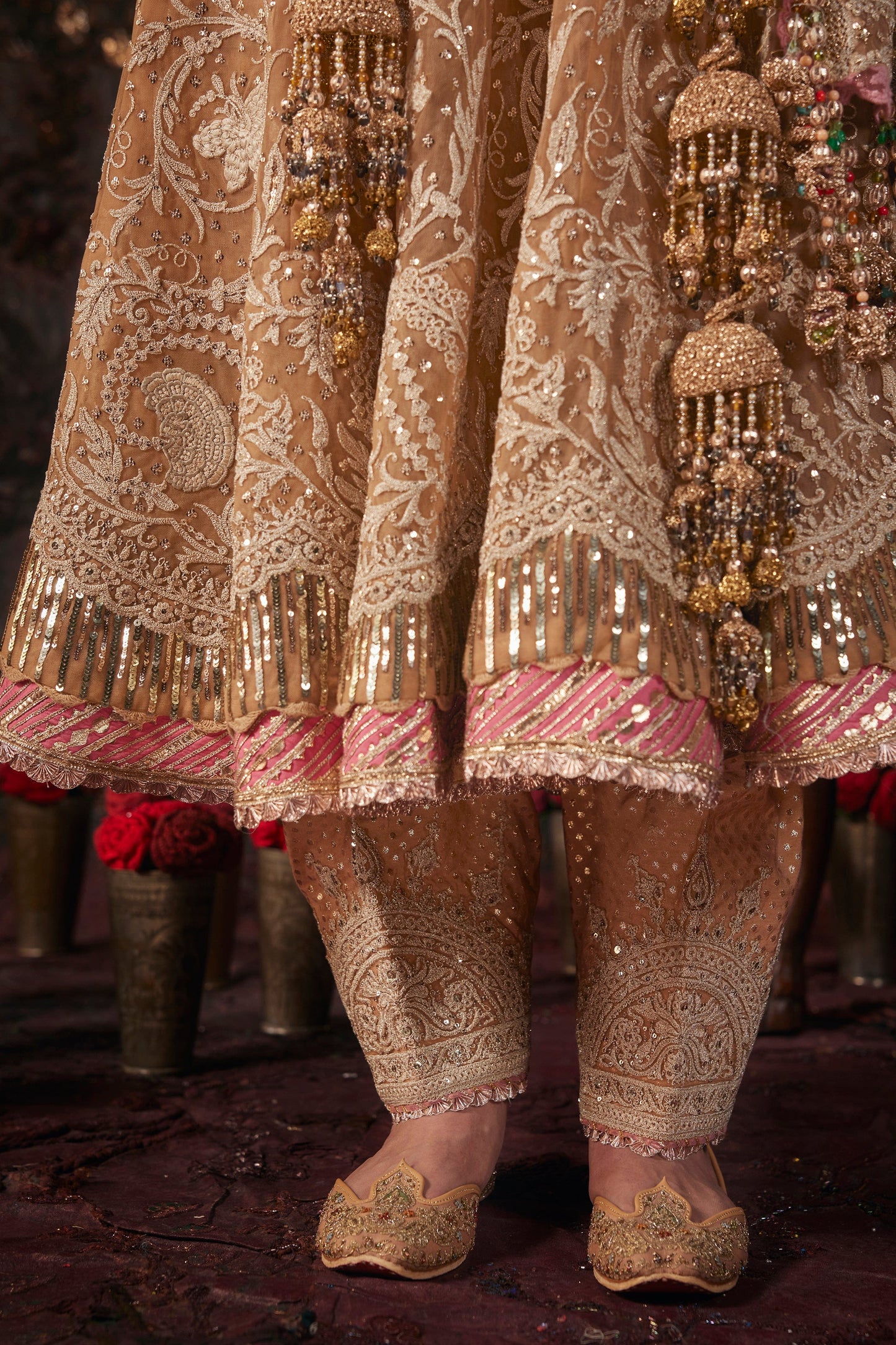 Earthy Beige Floral Kalidar Set