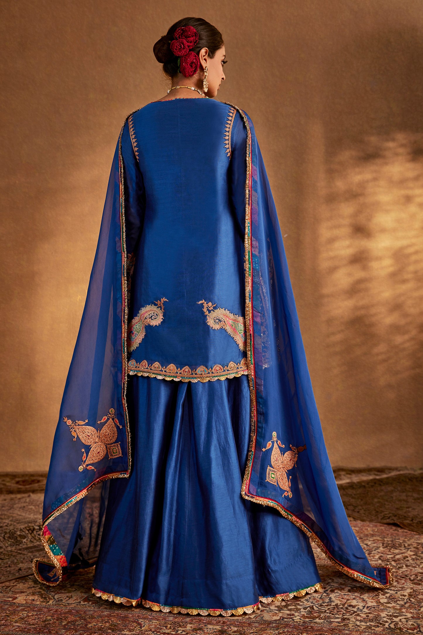 Deep Blue Abha Sharara Set