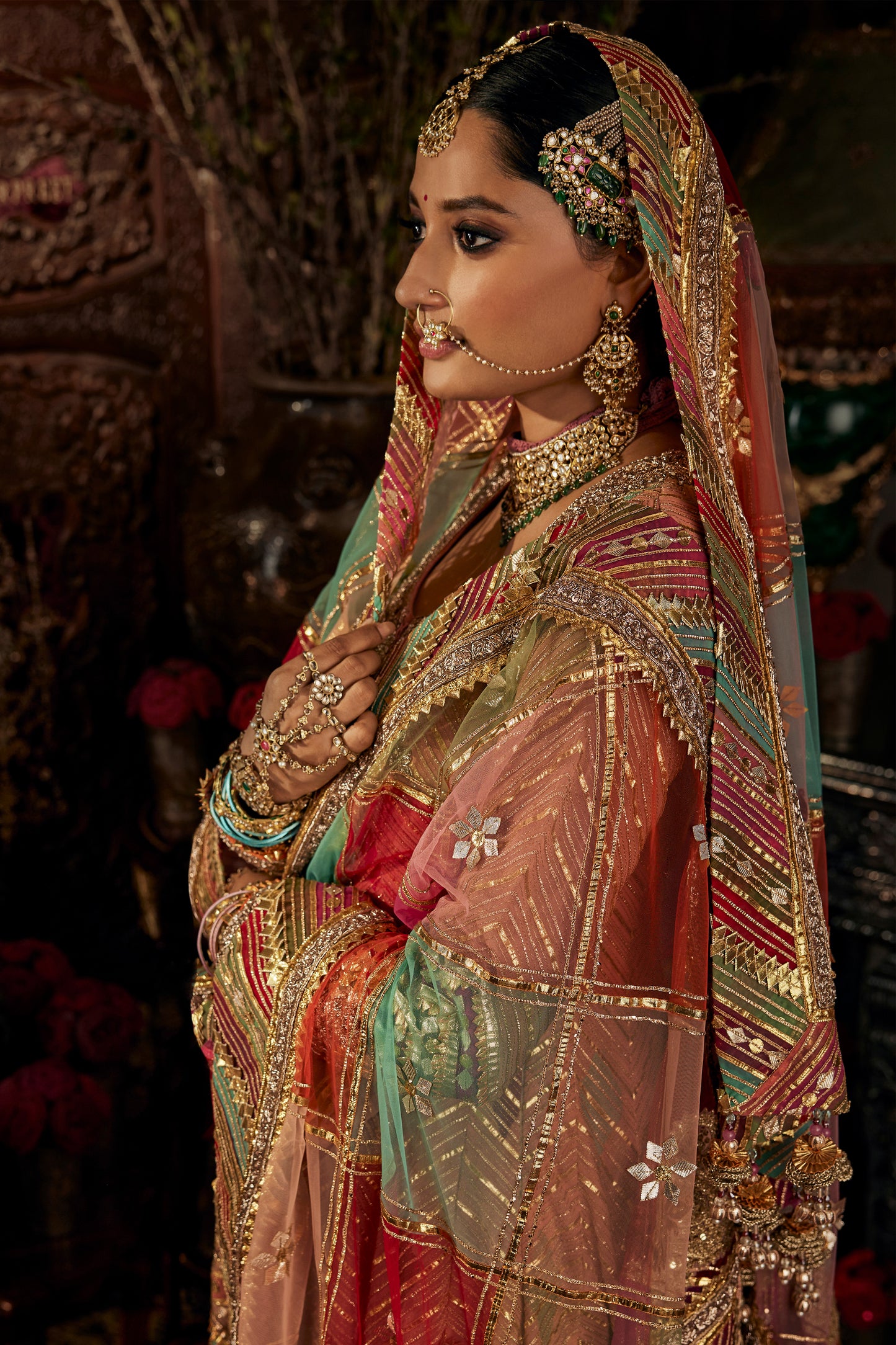 Earthy Peach Tulle kalidar