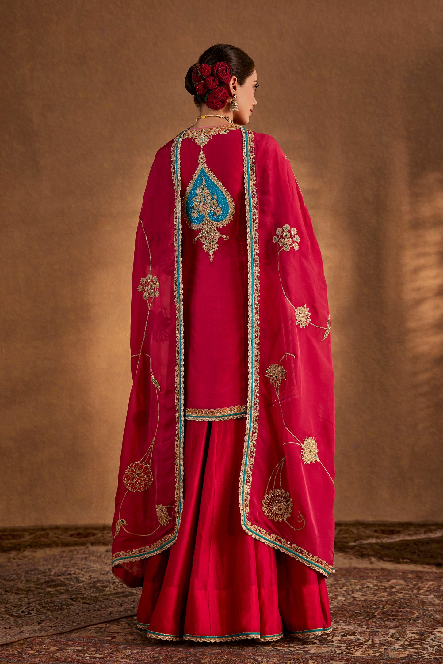 Deep Pink Floral Sharara Set