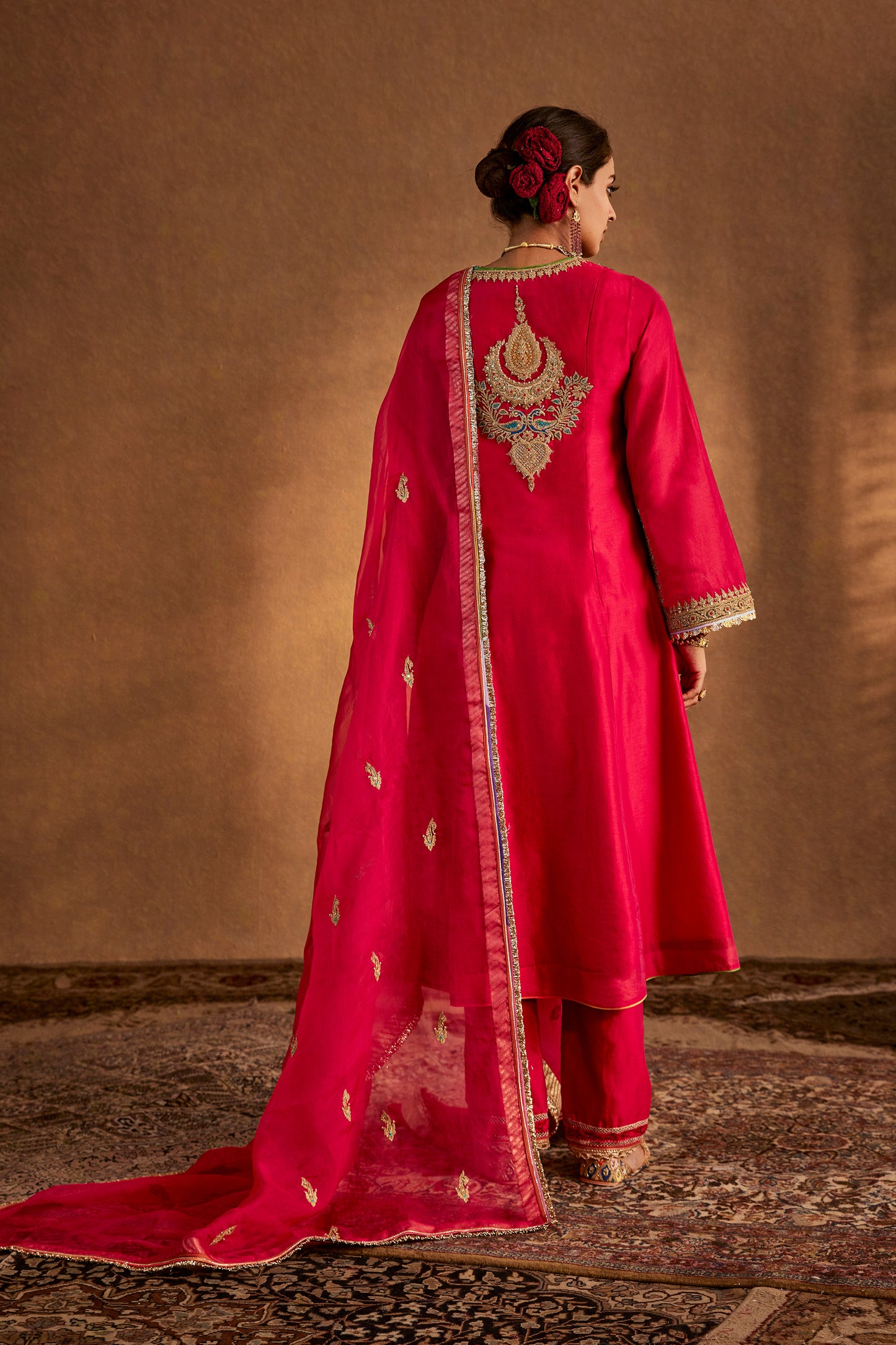 Rani Pink Florid Kurta Set