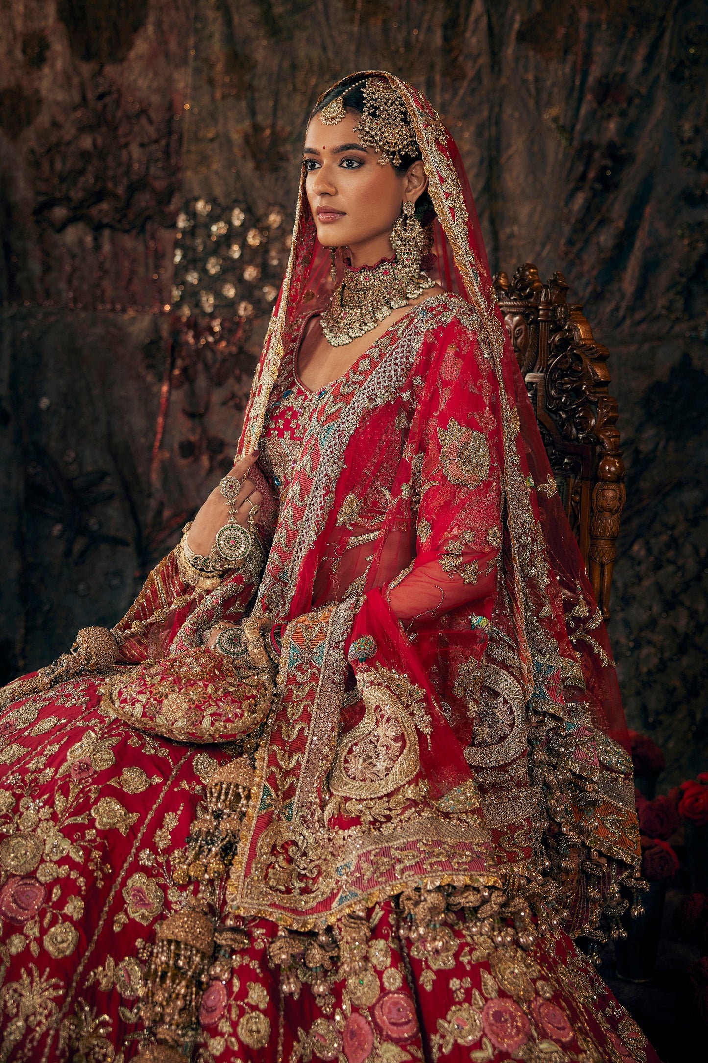 Deep Red Chintz Lehenga