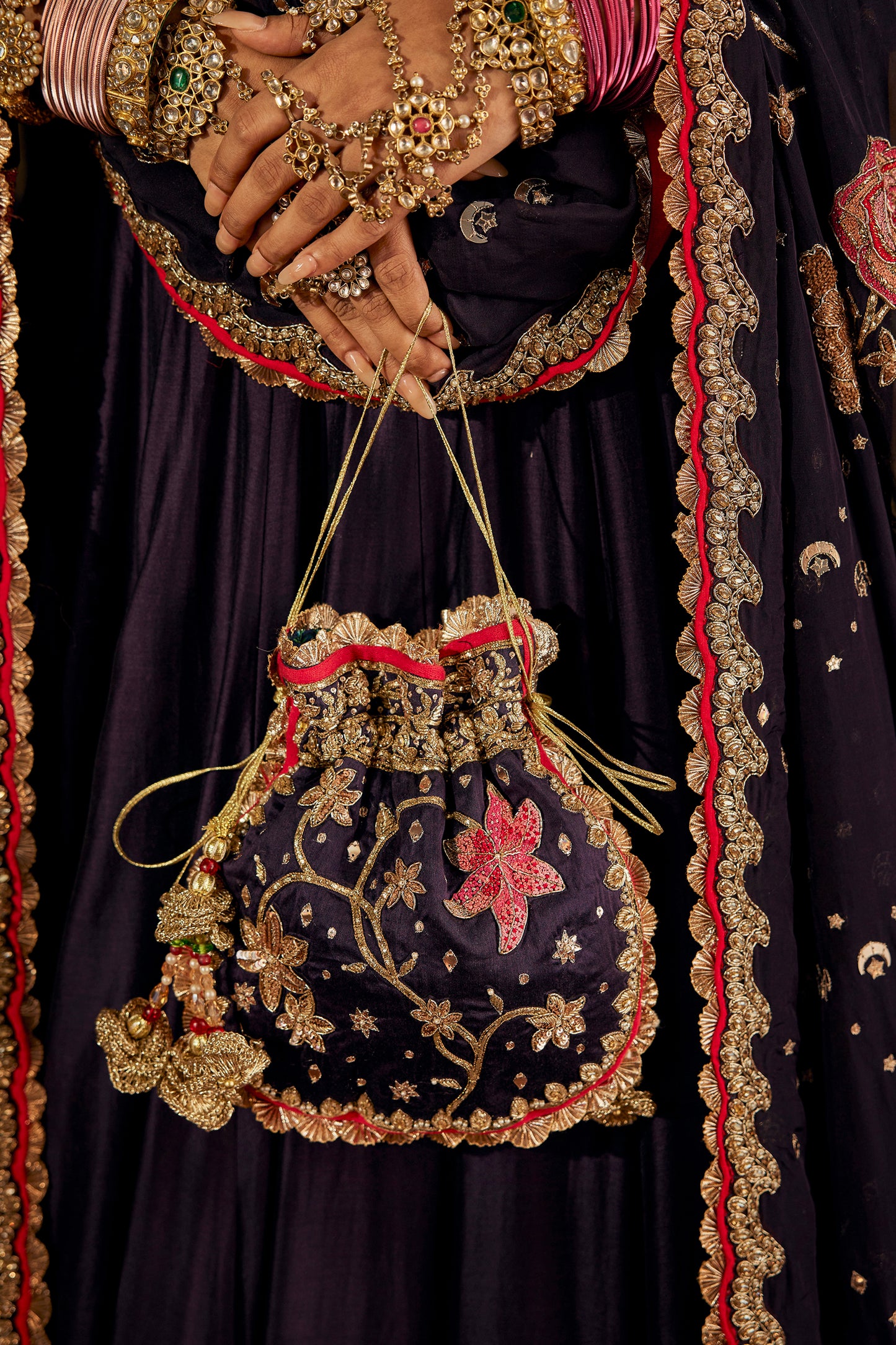 Deep Purple Silk Lehenga