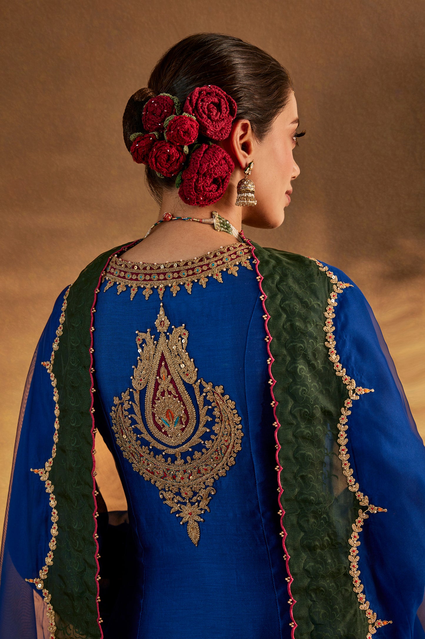 Deep Blue Silk Sharara Set