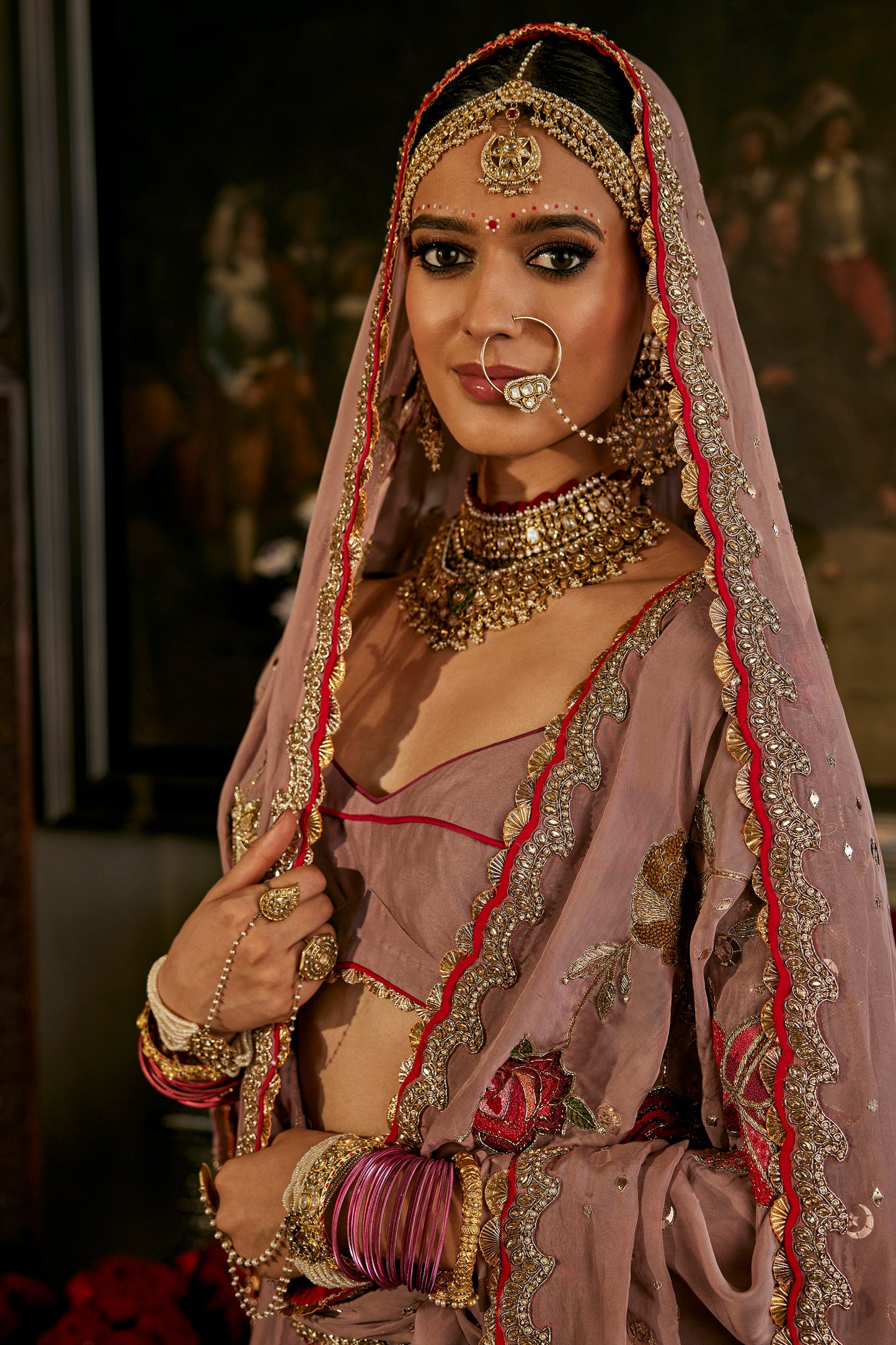 Soft Mauve Silk Lehenga