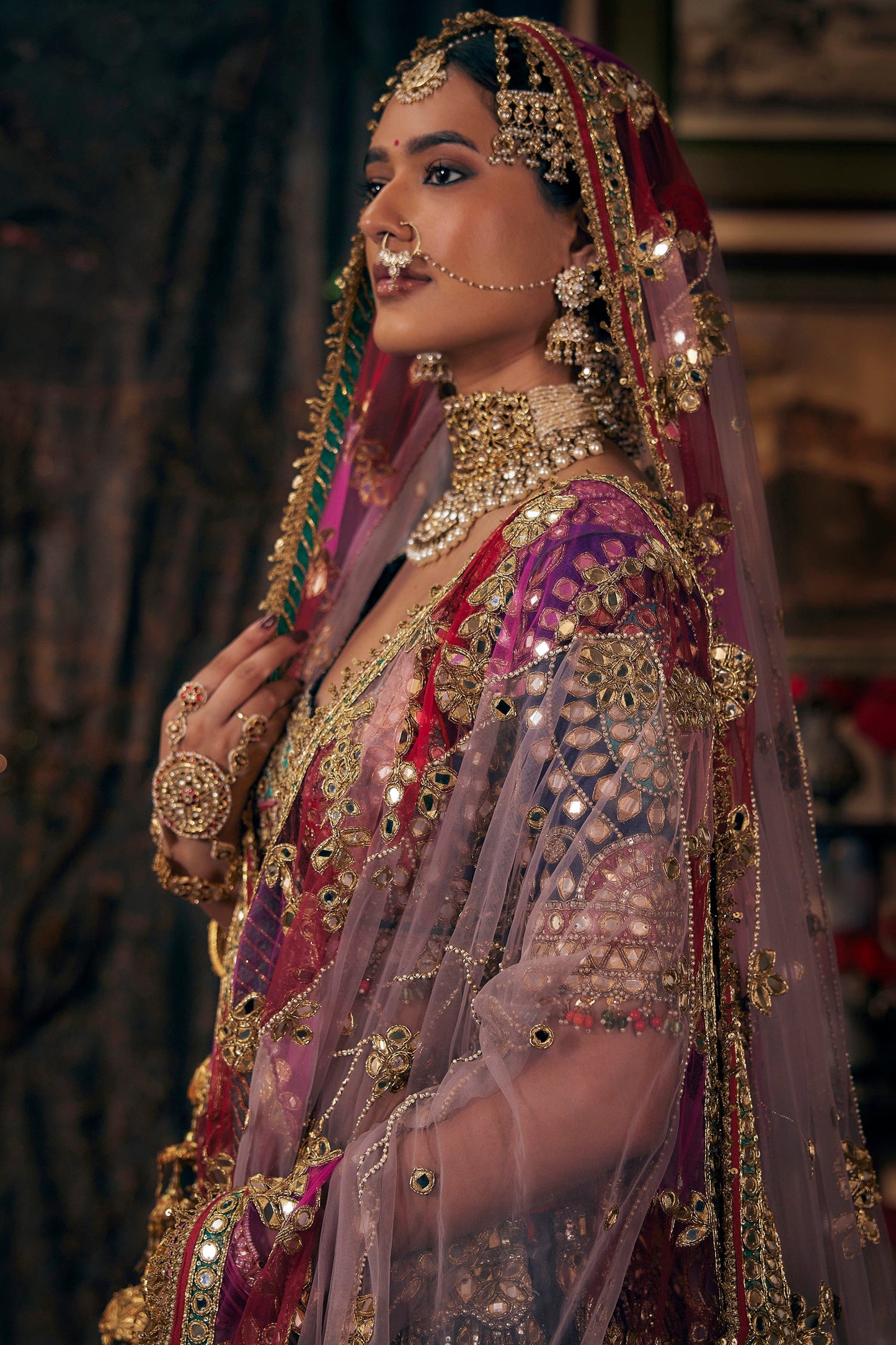 Deep Purple Embroidered Lehenga