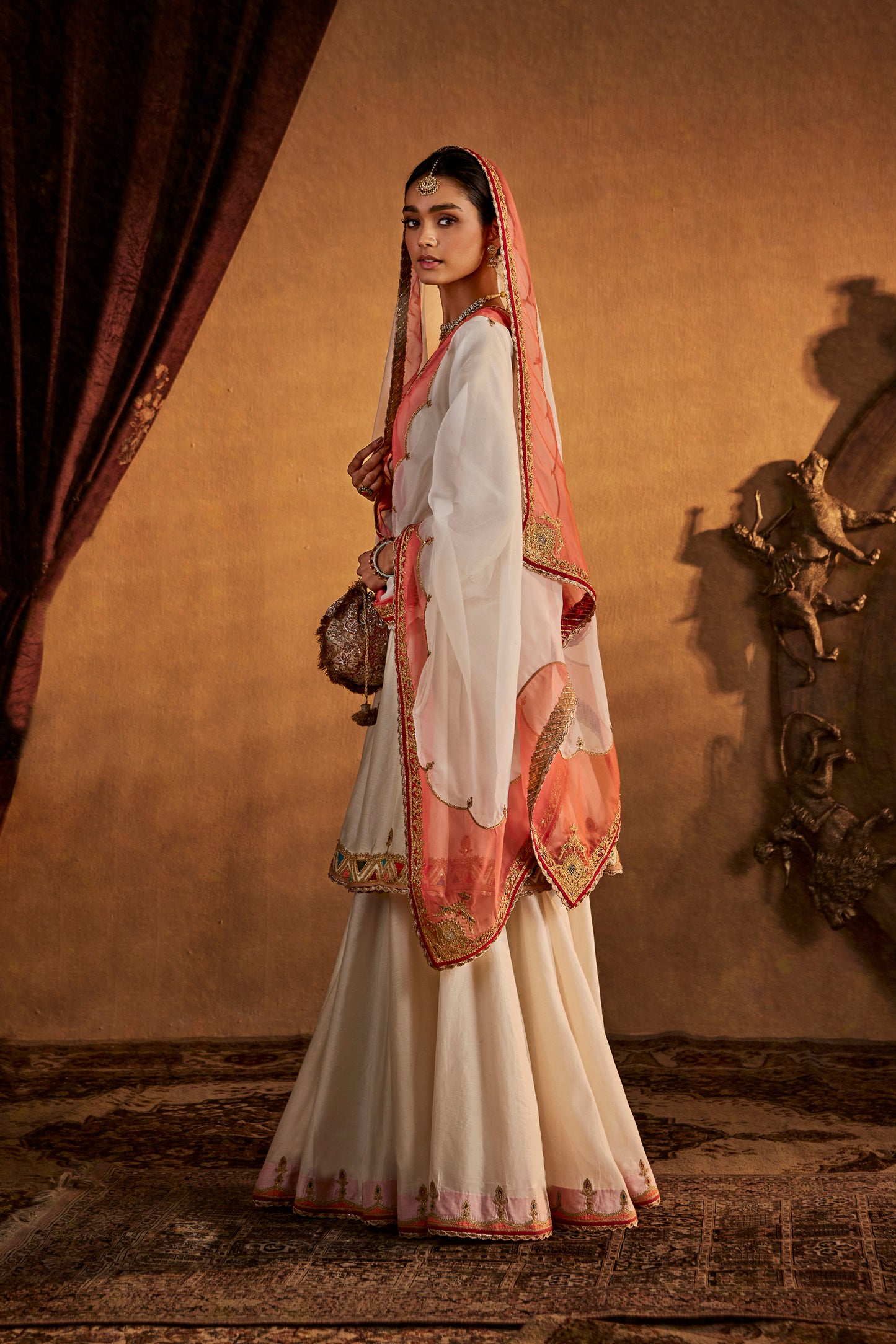 Ivory Peacock Sharara Set