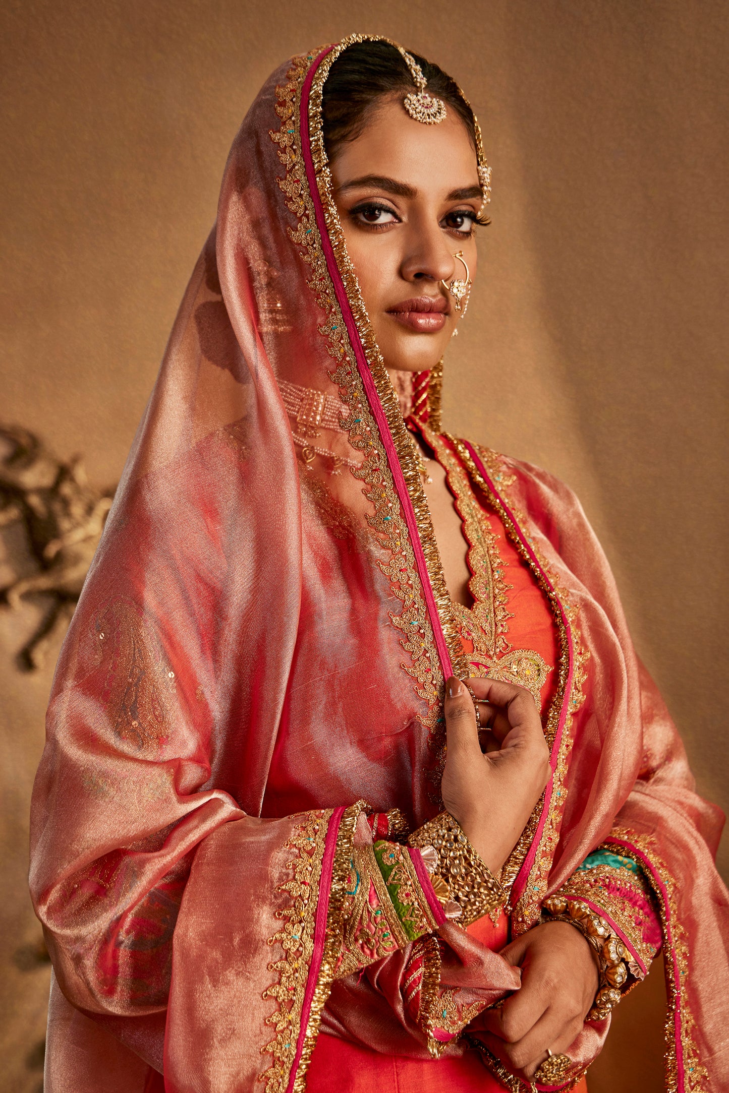 Peach Amber Sharara Set